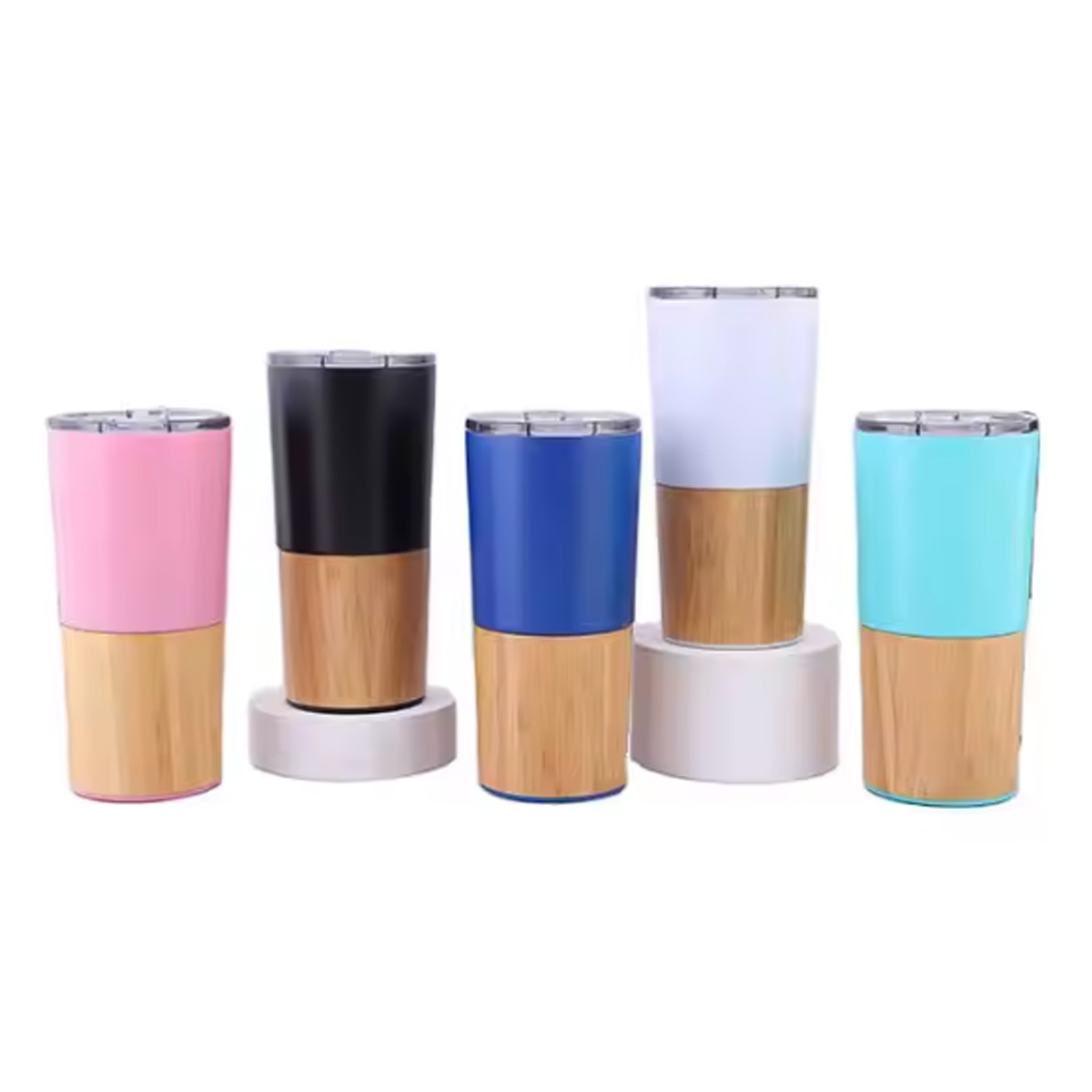 17Oz. Bamboo Base Stainless Steel Tumbler with Custom Logo 1