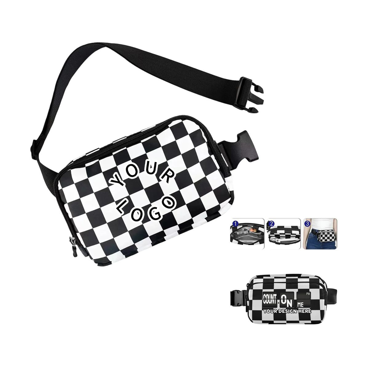 Oxford Belt Bag with Lightweight Checkered Body Design 4