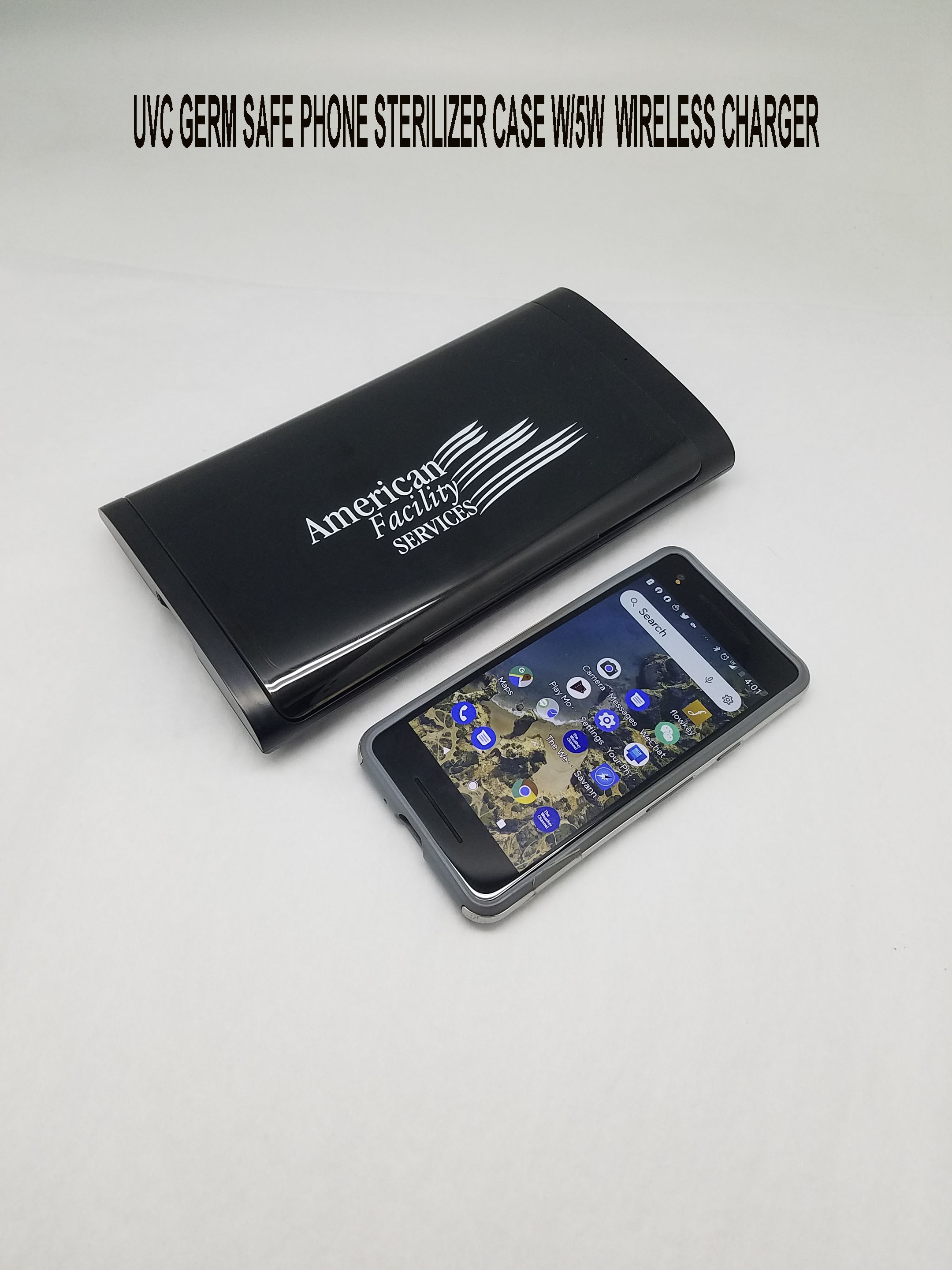 UVC GERM SAFE PHONE STERILIZER CASE W/5W WIRELESS CHARGER 1