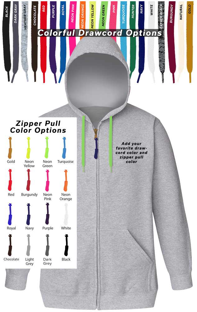 Custom Drawcord & Zipper Pull Hoodie, custom hoodie or sweatshirt with logo imprint 9