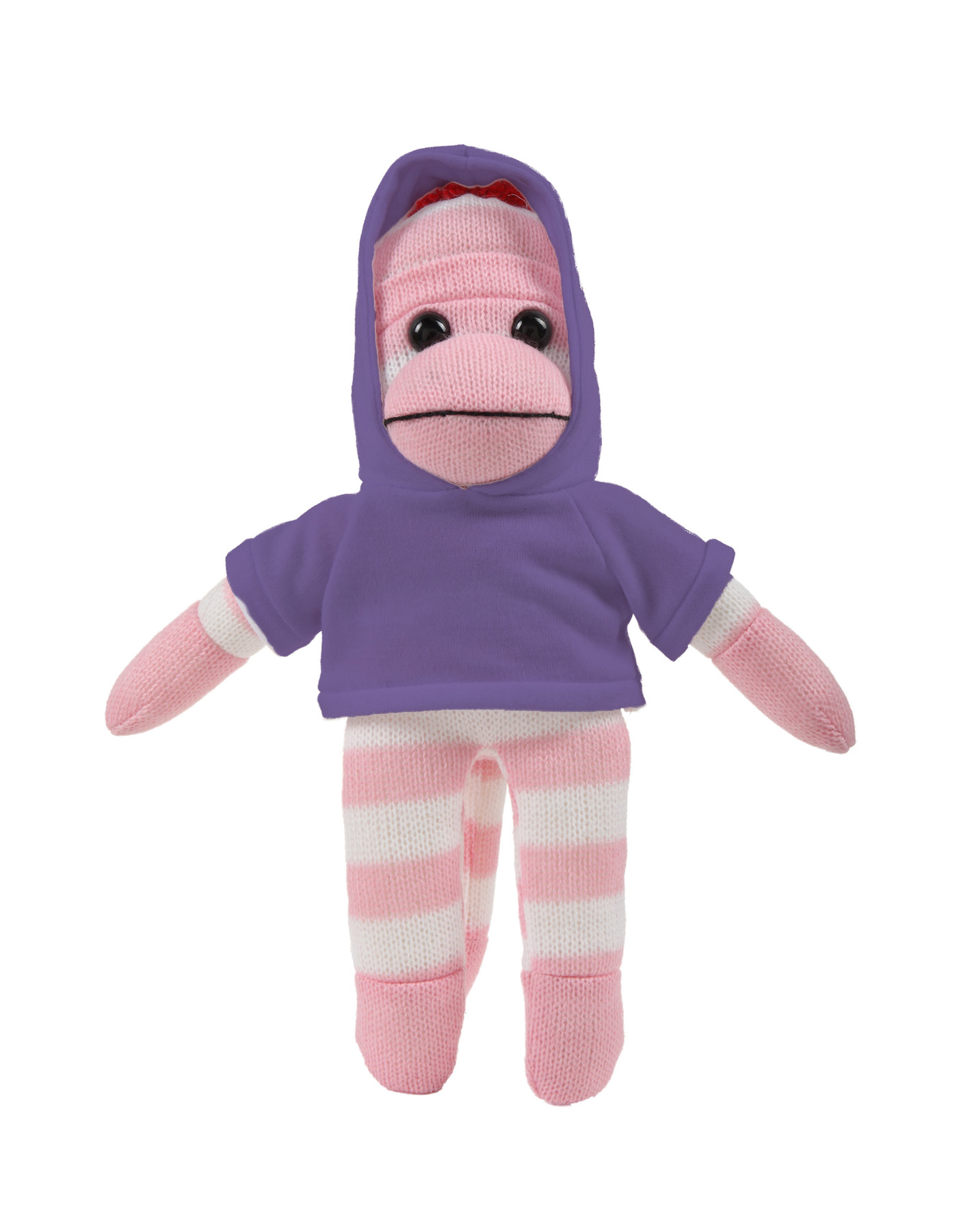 soft plush Pink Sock Monkey with hoodie 7