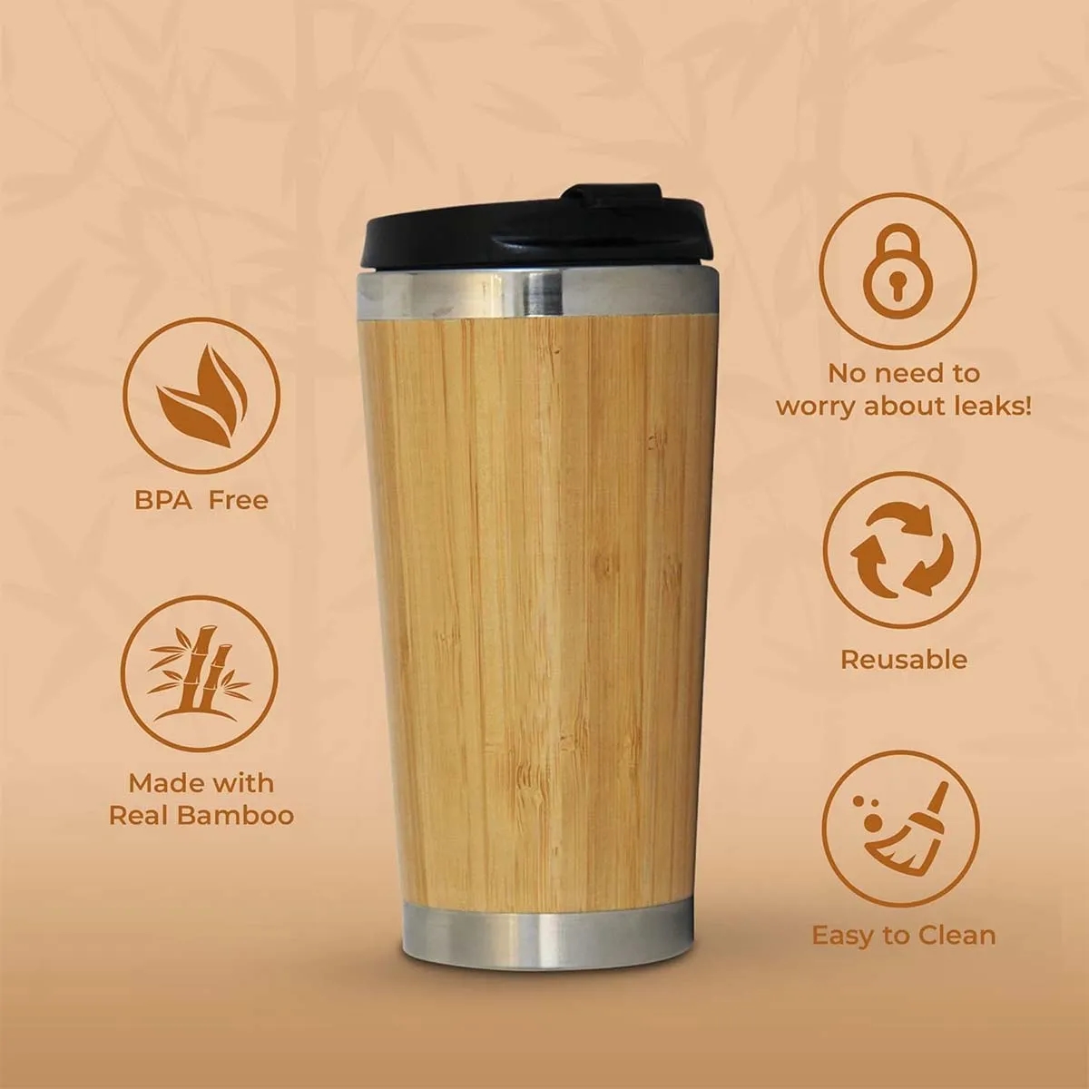 450ml Insulated Bamboo shell StainlessSteel Drinking Tumbler 9