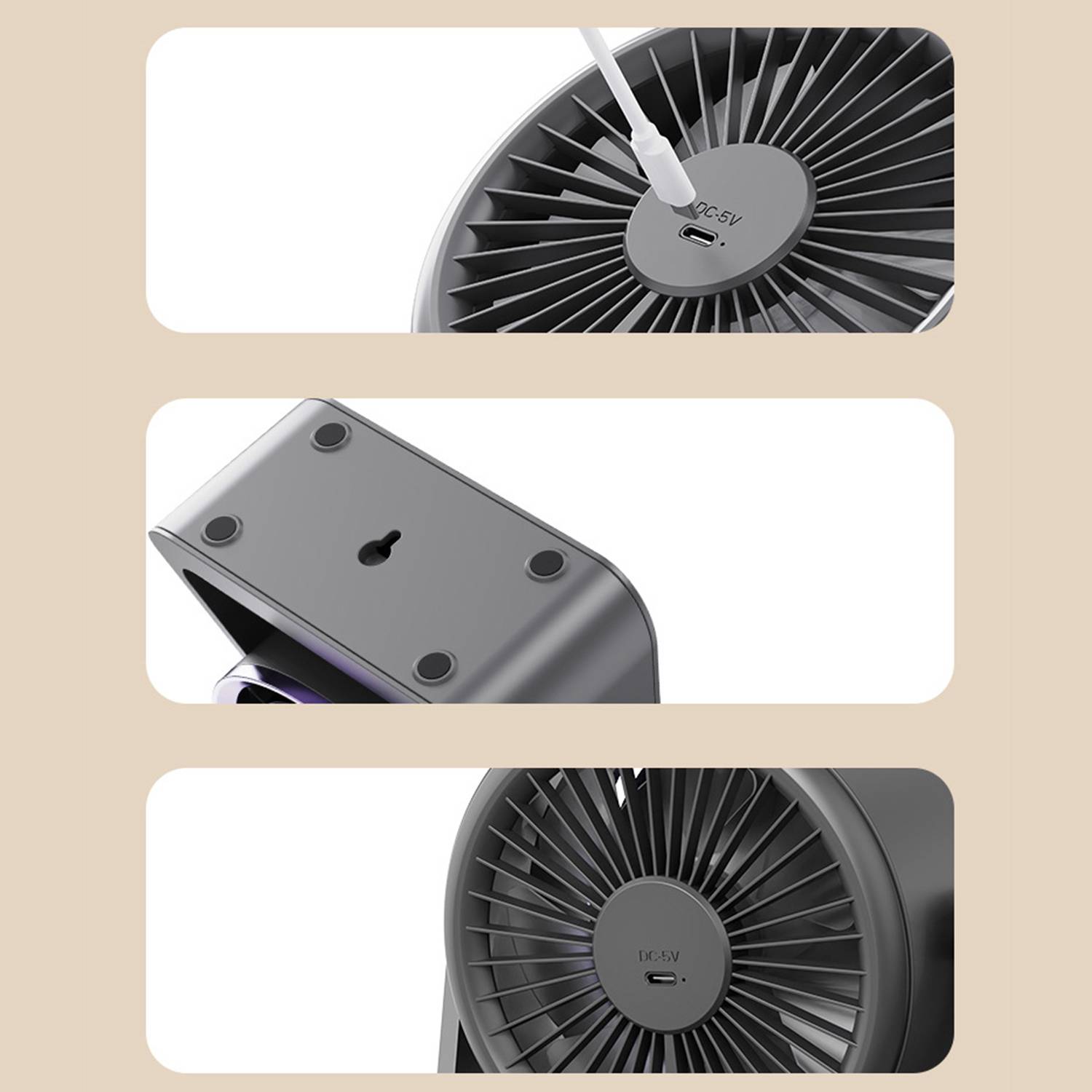 Mini Desktop Rechargeable Fan W/ Night Lights 6