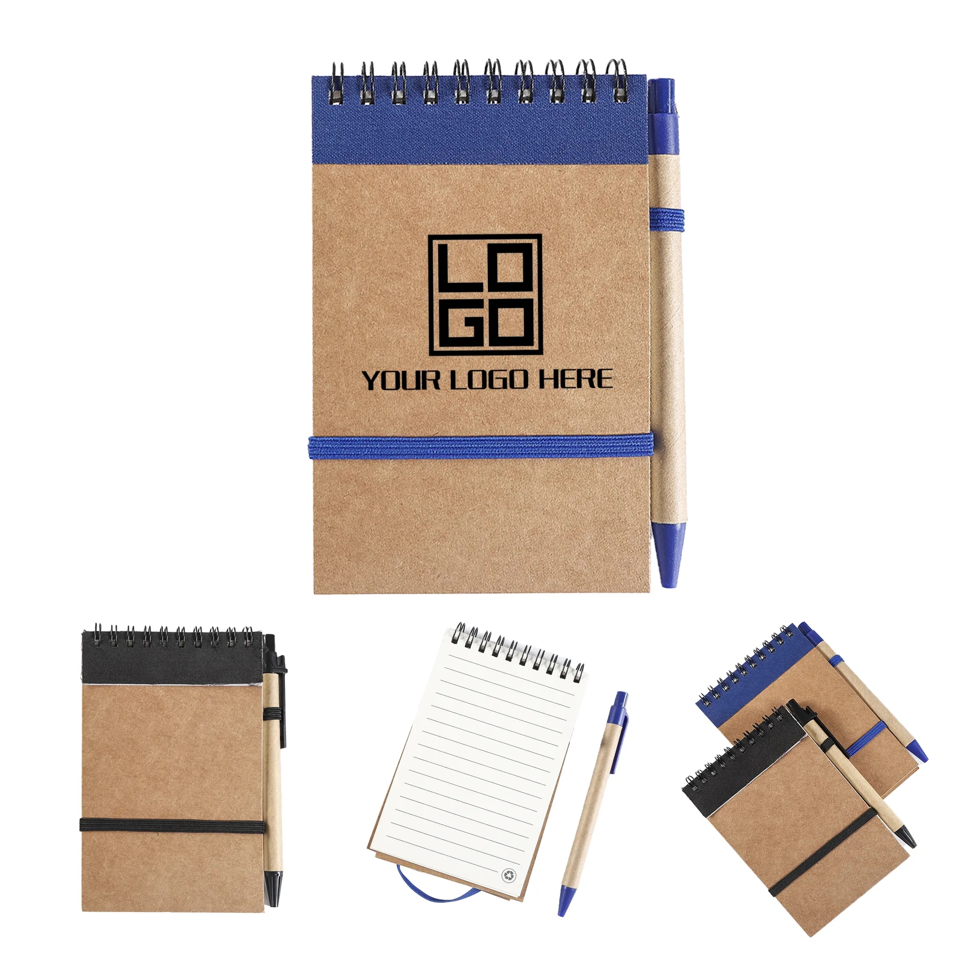 Kraft Paper Coil Pocket Notepad With Pen