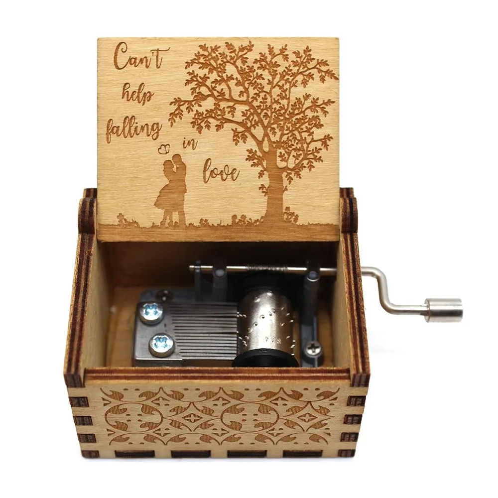 Retro Hand Crank Crafts Wooden Music Box 4