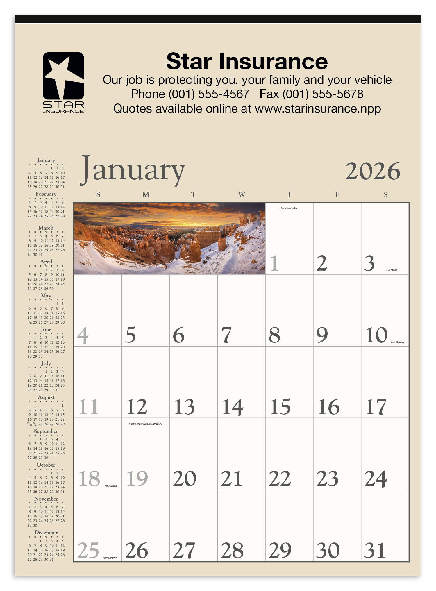 Triumph® Calendars Decorator Memo (Tan) Calendar 26
