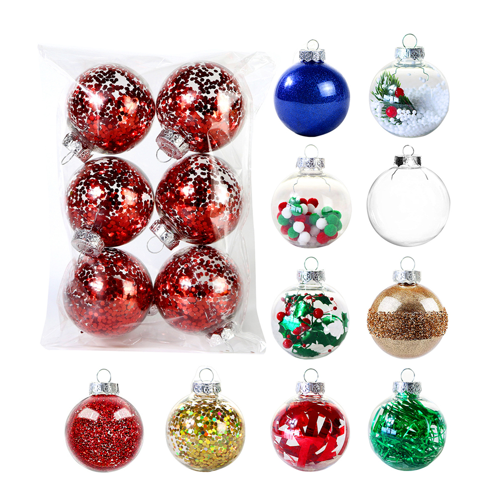Christmas Tree 6pcs 6cm Transparent Decorative Ball Pendant 1