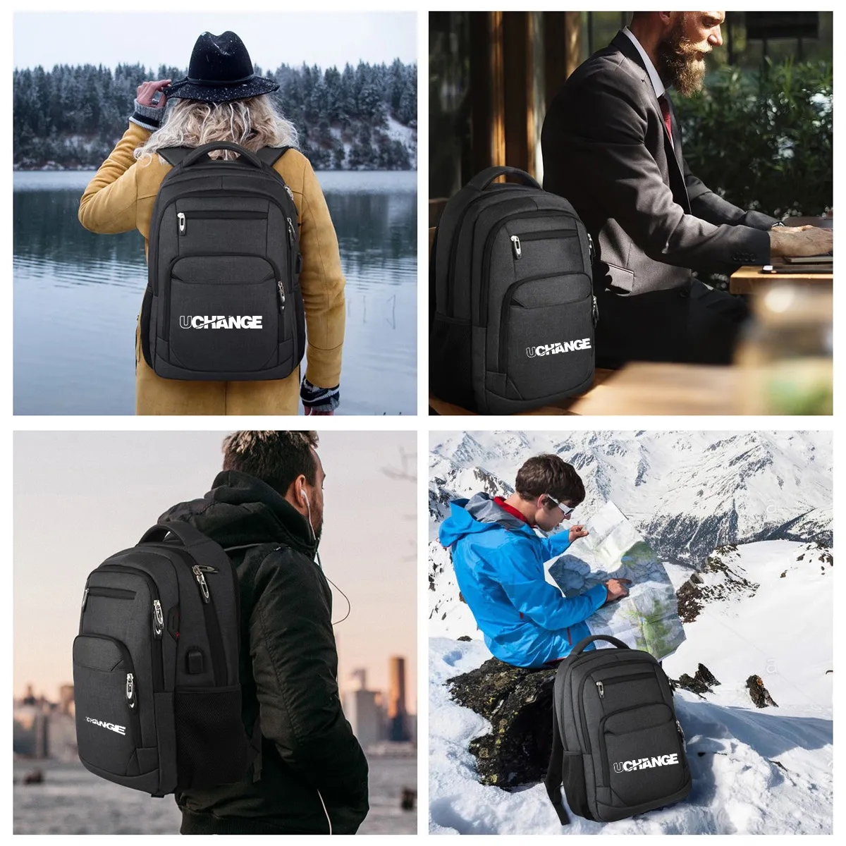 35L Multi-Compartment Laptop Backpack With USB Port 6