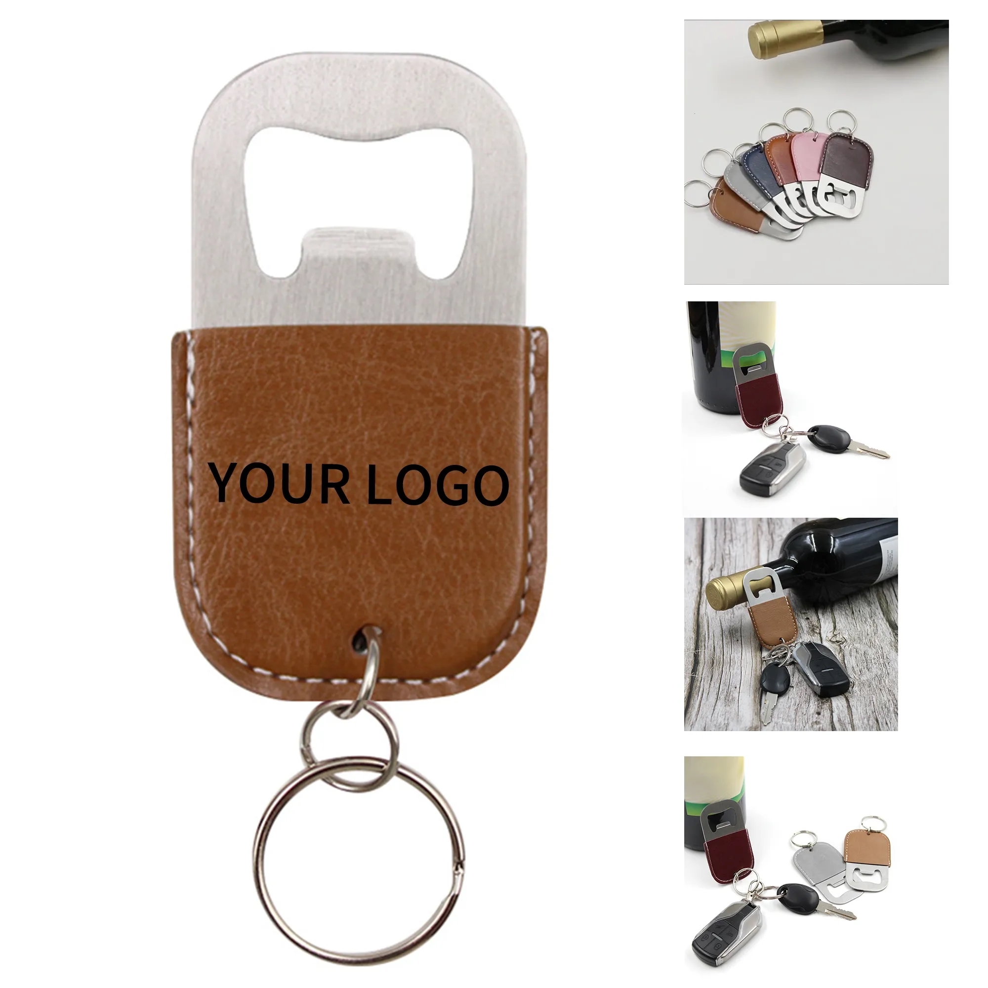 3.15 Inch PU Leather Keychain Bottle Opener Practical Outdoor 7