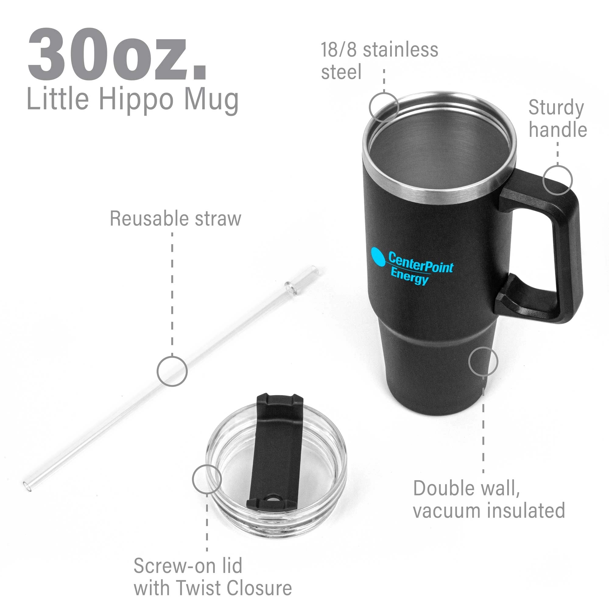 Little Hippo Mug & Straw Lid w/ Twist Closure - 30oz. 12