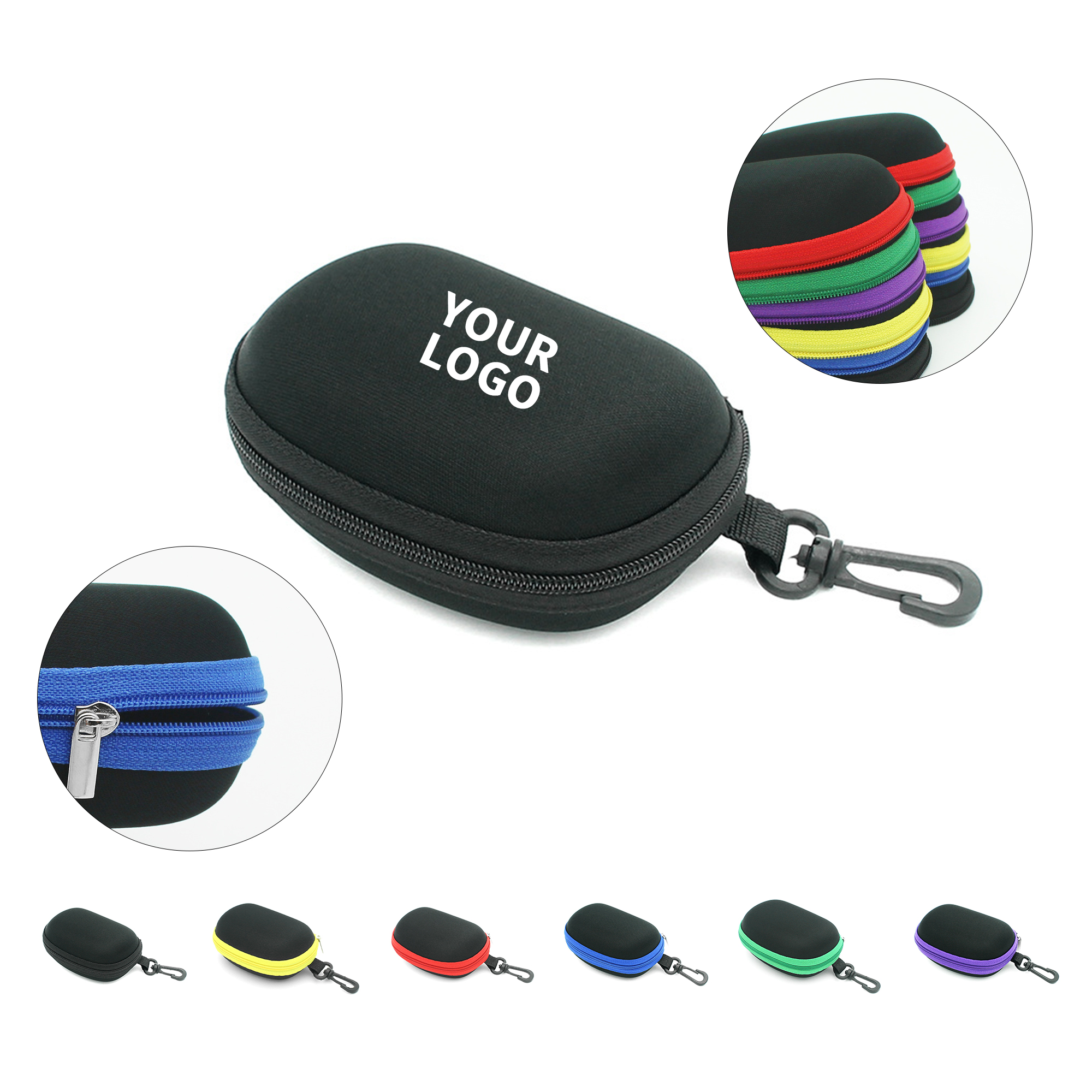 Ethylene Vinyl Acetate Waterproof Zipper Glasses Case 4" x 2.8" 4