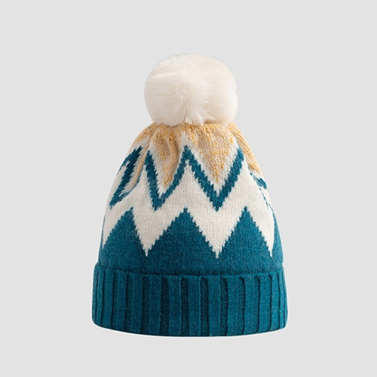 Winter Knit Hairball Hat For Women 2