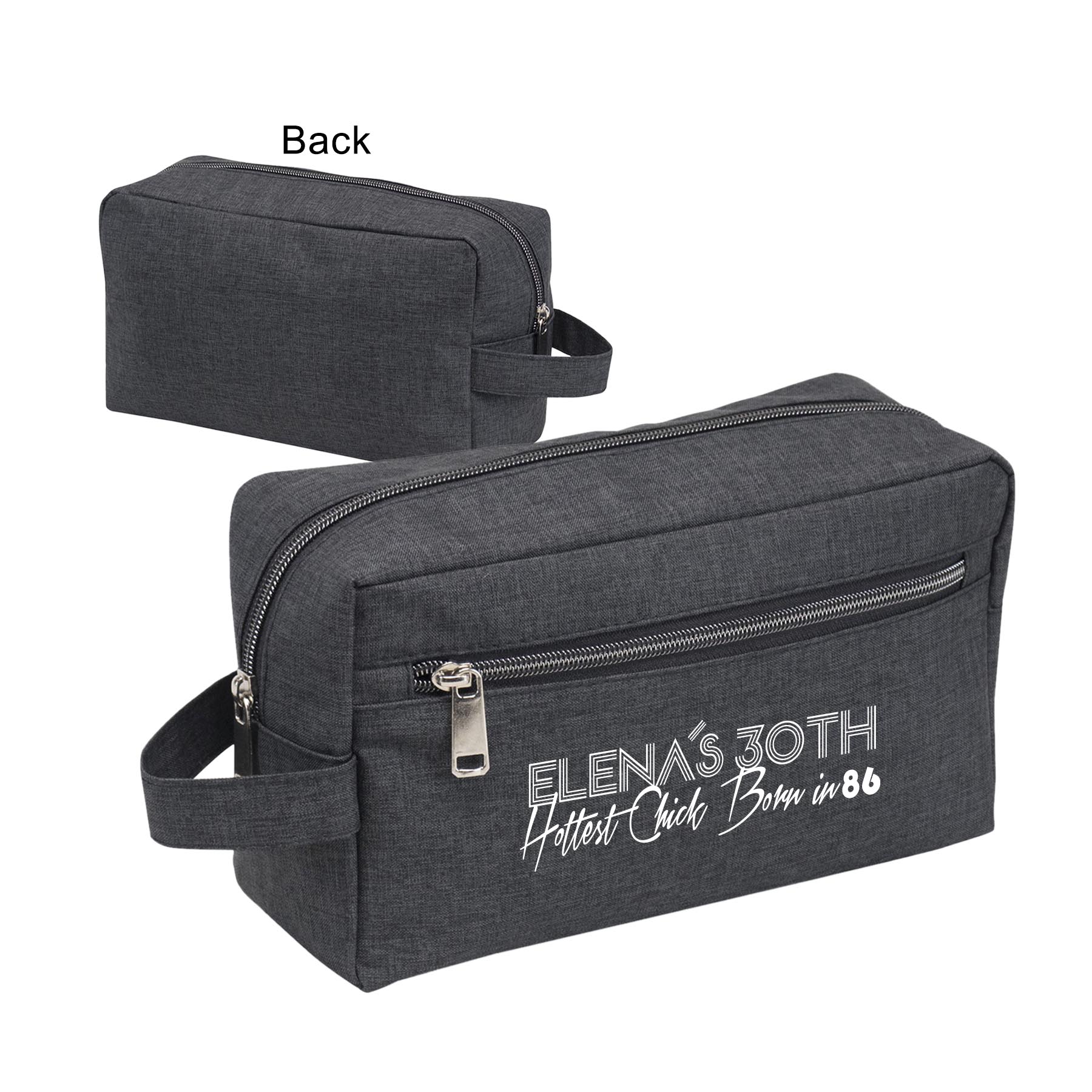 300D Polyester Heather Zipper Toiletry Travel Kit Bag 3