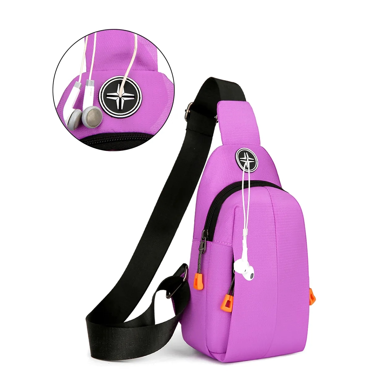 Travel Outdoor Crossbody Sling Bag W/ Headphone Jack 3