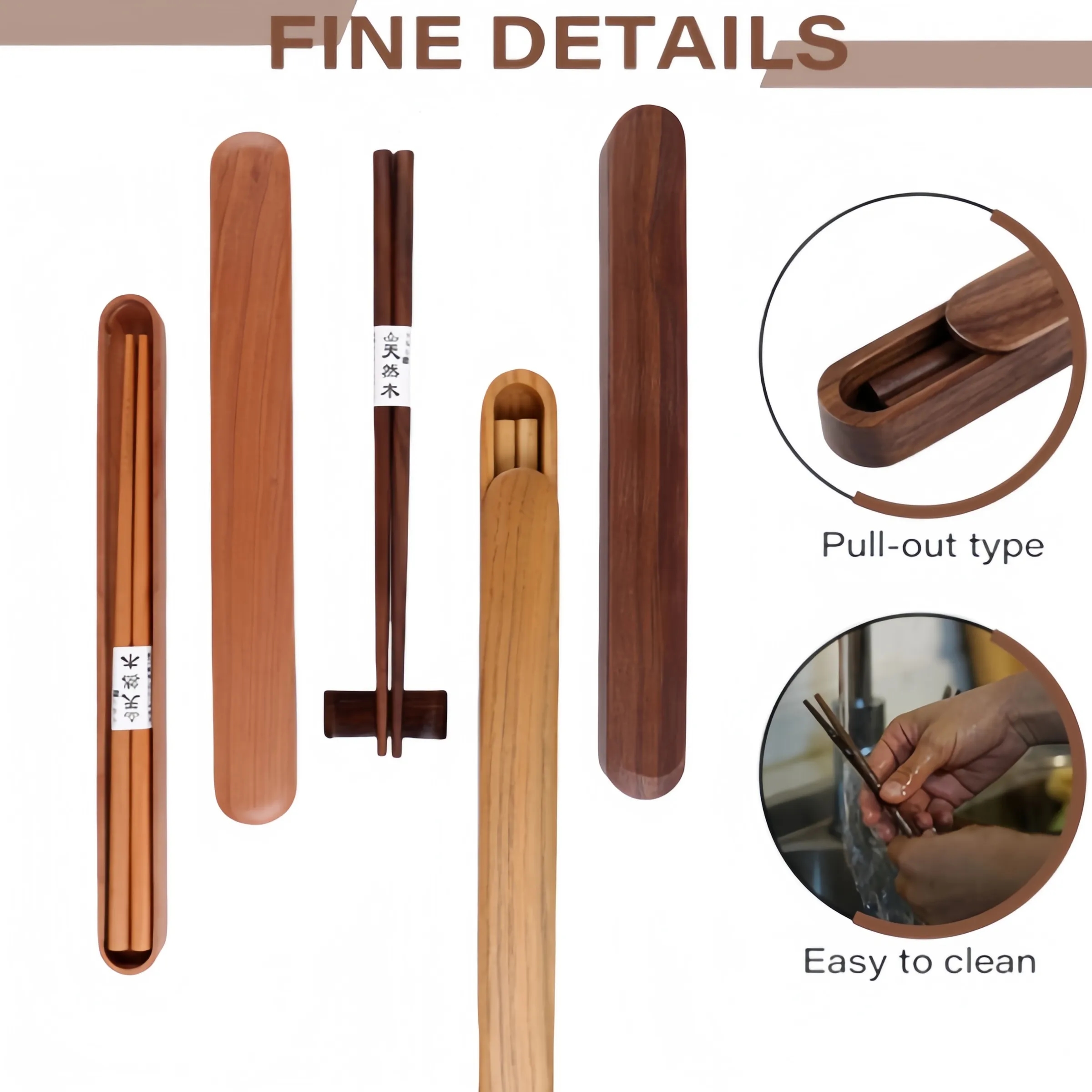 Portable Natural Wooden Chopsticks Box 5