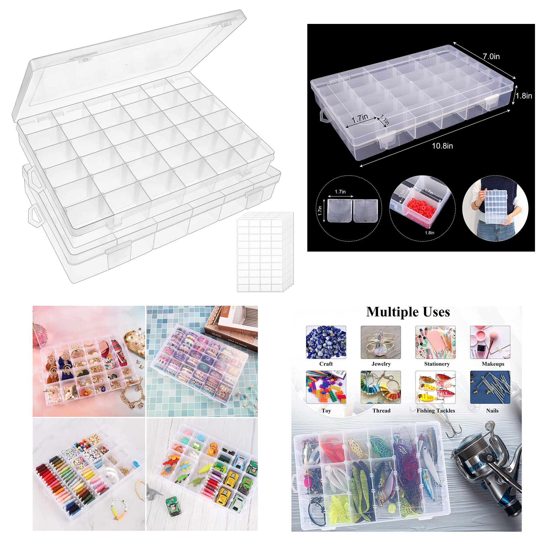 36 Grids Clear Plastic Organizer Box