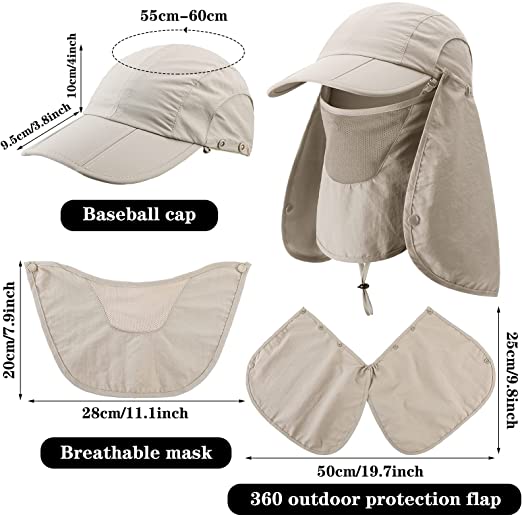 Neck Fishing Sun Protection Detachable Face Flap Hat 4