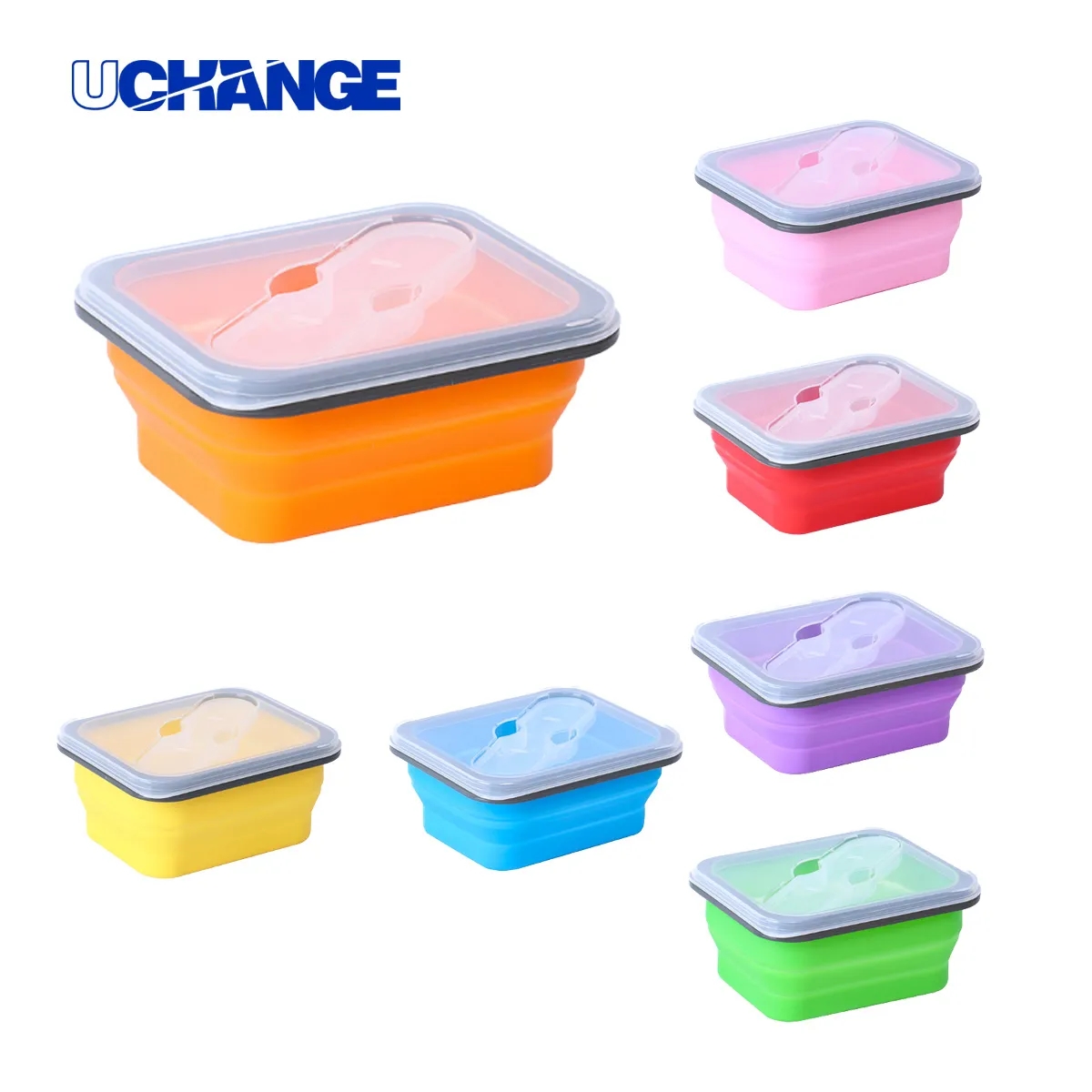 Foldable Silicone Lunch Box with Utensil Set 8