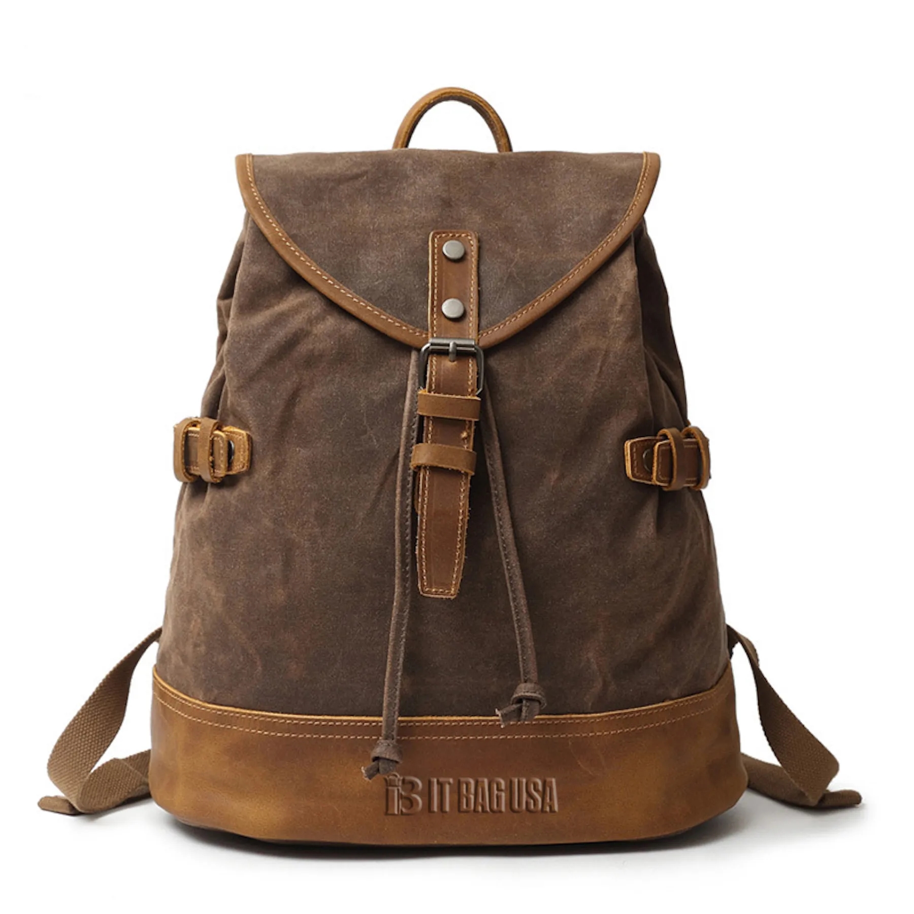 Vintage Waterproof Backpack Daypack Made of Canvas Leather 1