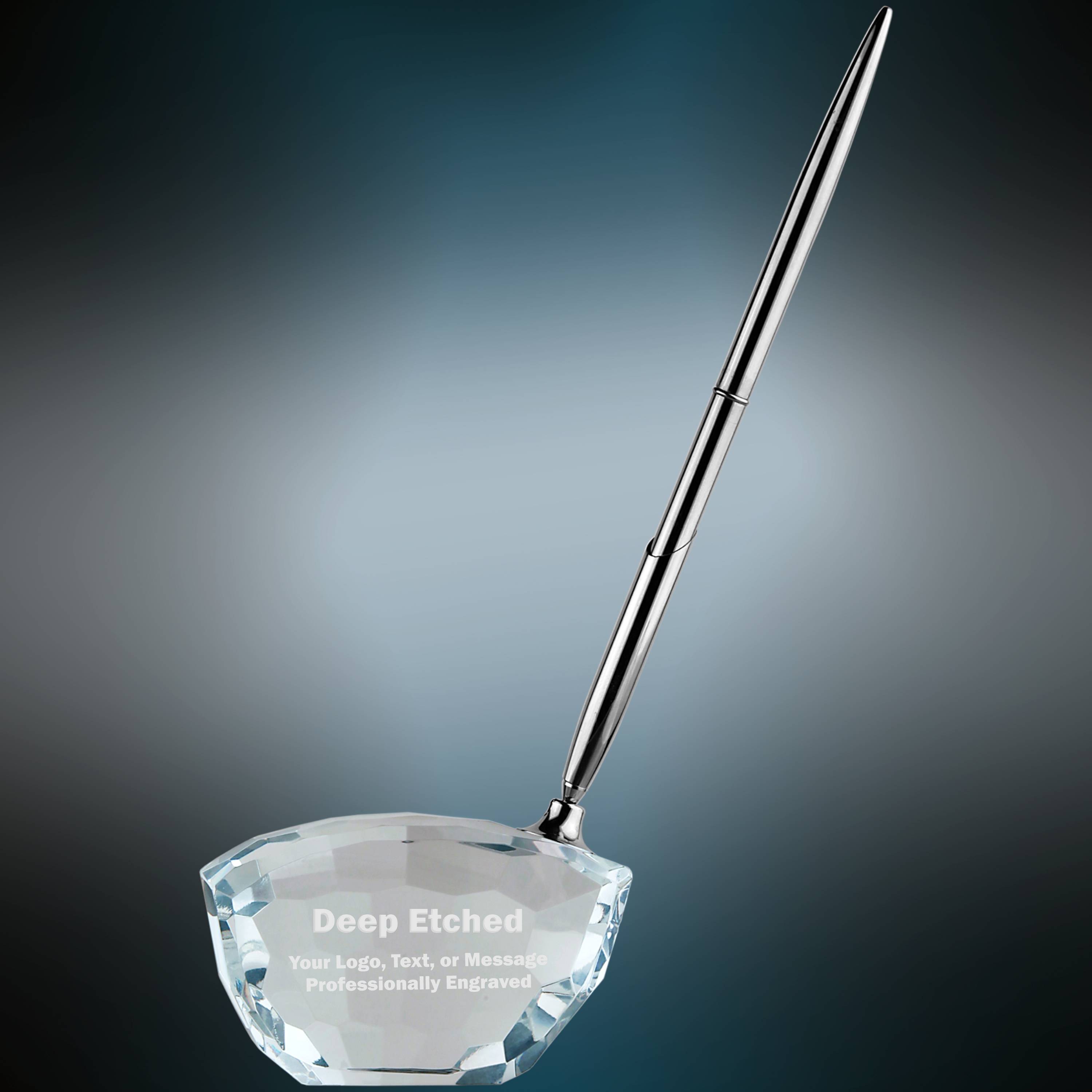 3 3/8" x 9" Crystal Golf Club Award with Pen