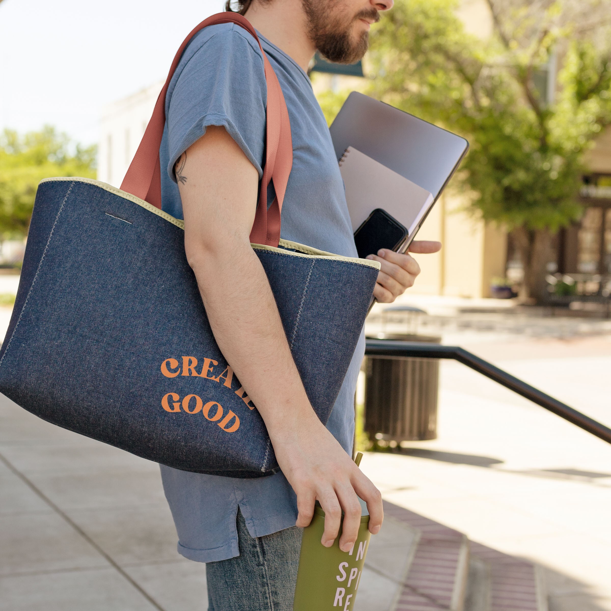 ALL DAY TOTE - DENIM NEOPRENE - MEDIUM