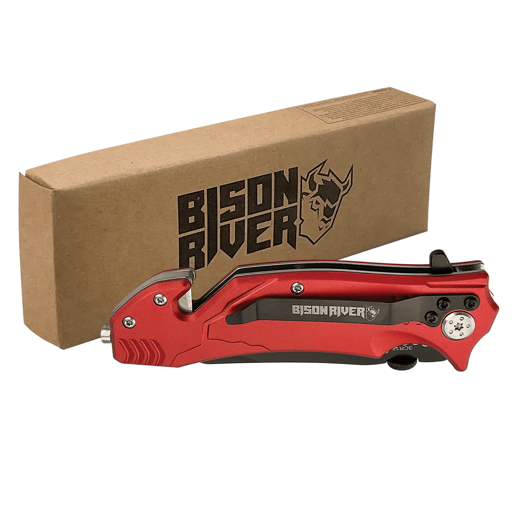 Bison River 4.5" Red Rescue Knife 1