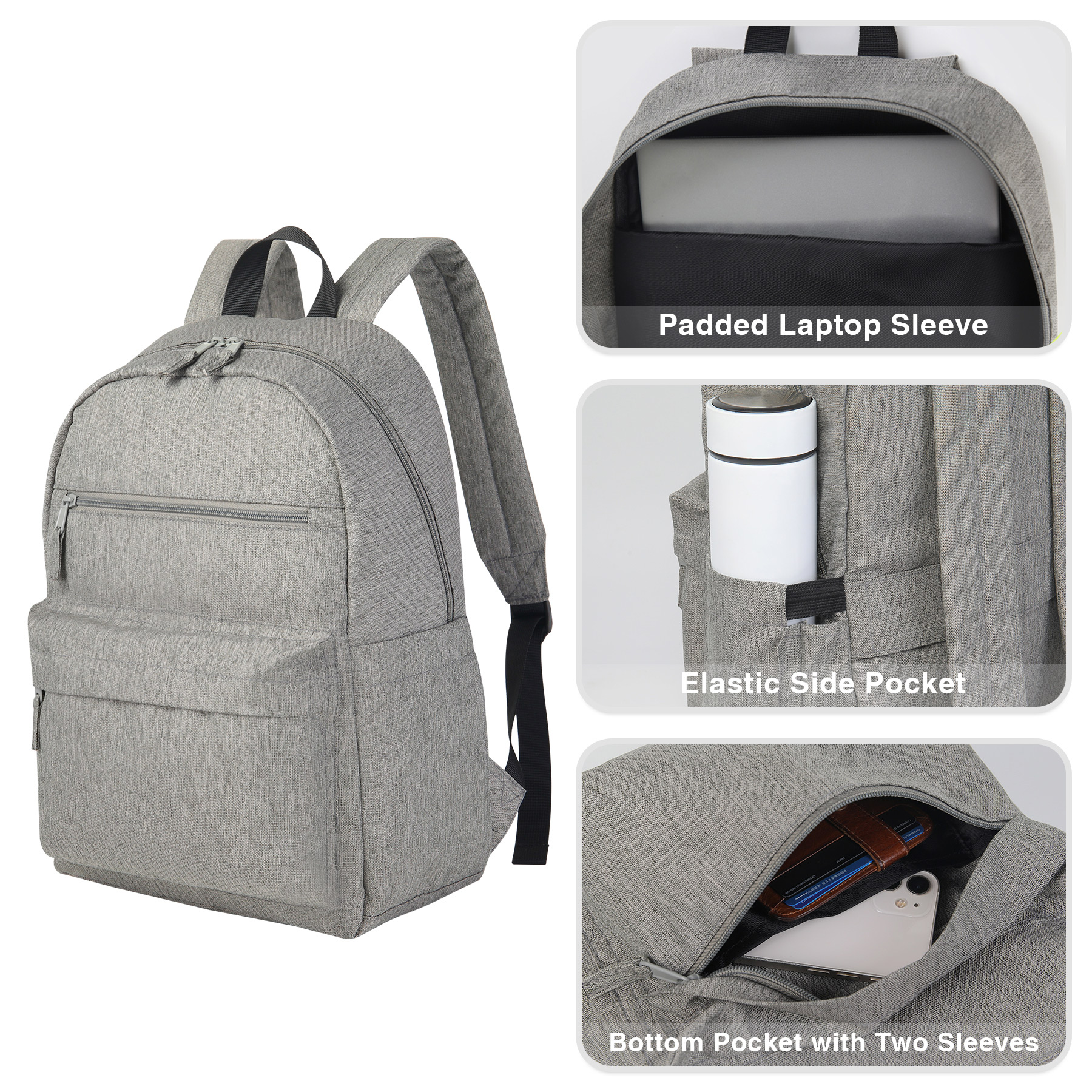 EcoVenture RPET Heathered 15'' Laptop Backpack 10