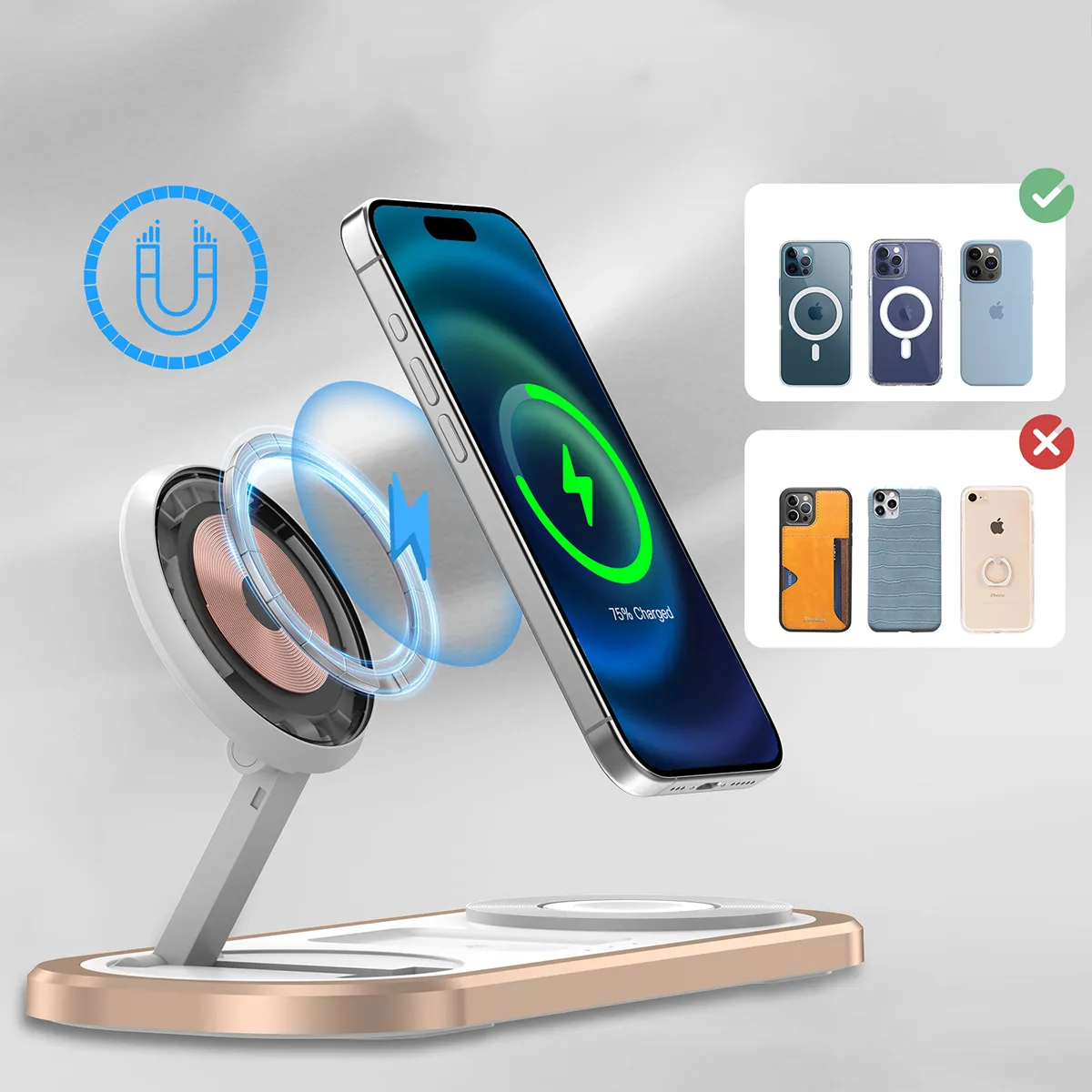 Foldable Magnetic 3 In 1 Wireless Charging Dock 5