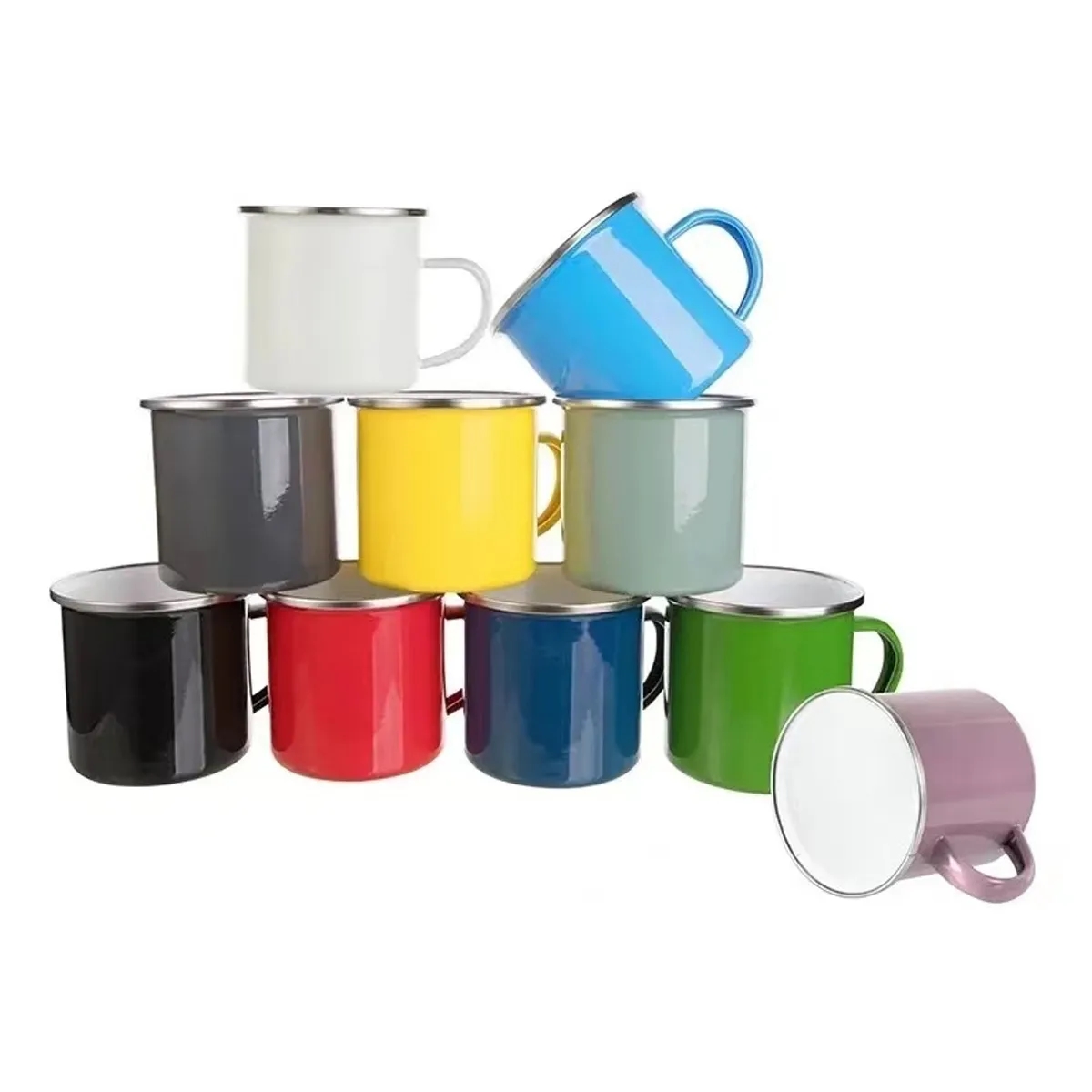 12Oz. Camping Enamel Mug with Silver Rim & Handle 4