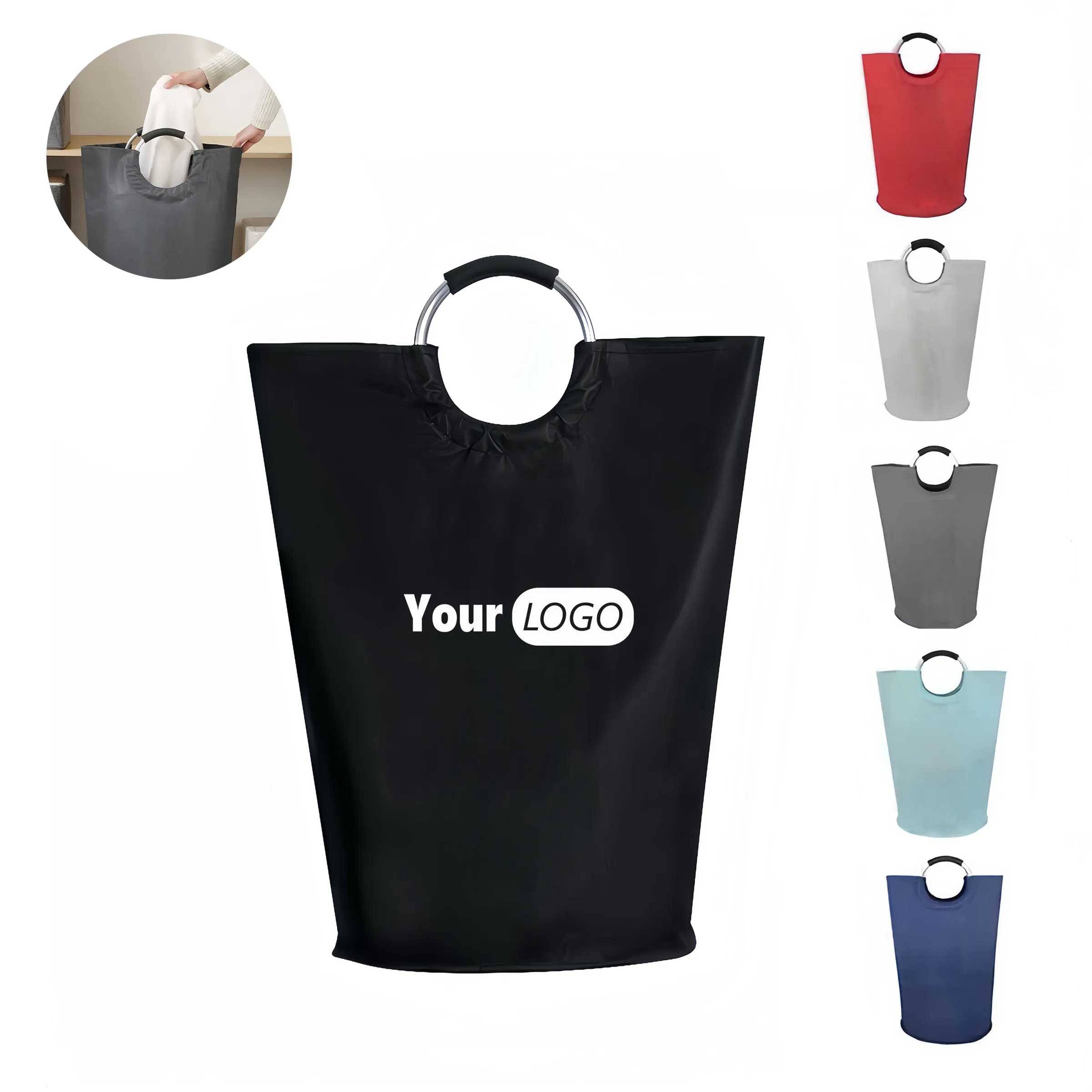 Oxford Foldable Aluminum Ring Dirty Clothes Toy Storage Bag 2