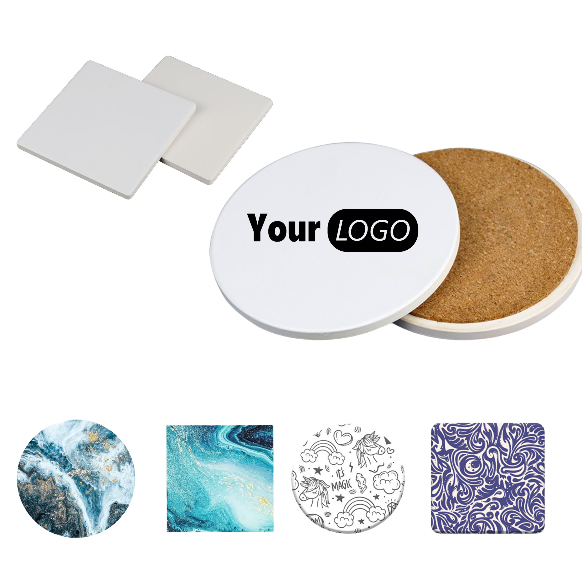 Ceramic Round Coaster Featuring a Cork Bottom 4
