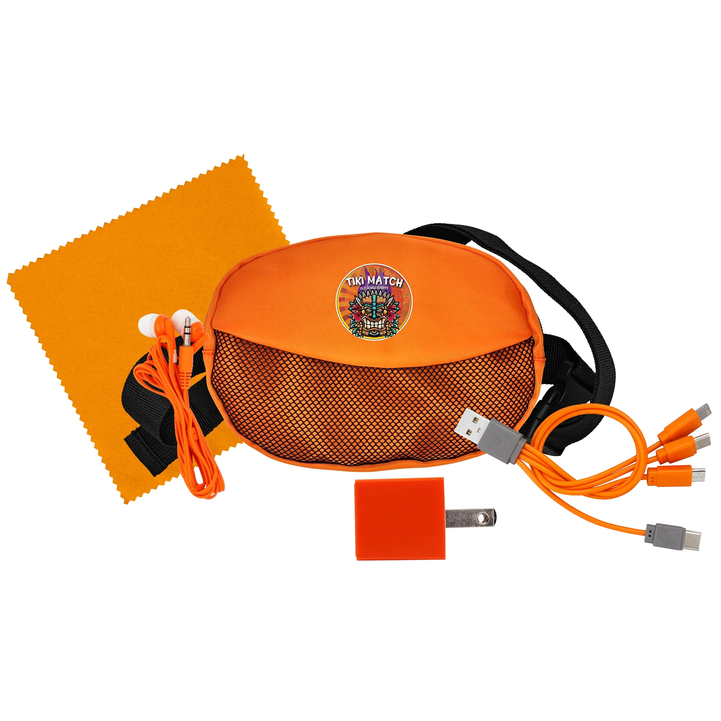 Sporty Charging Ear Bud and Cloth Travel Set 6