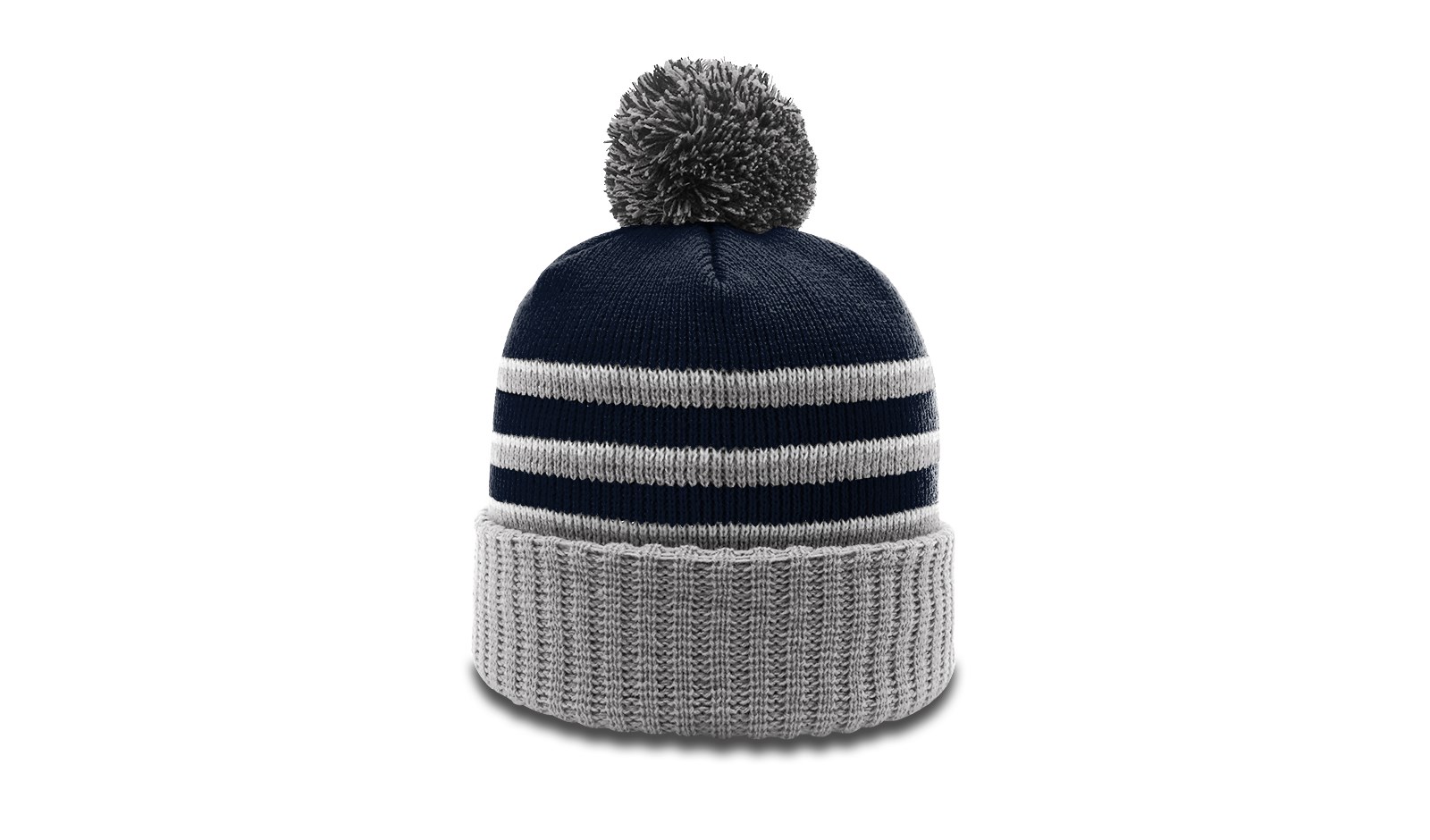  Striped Beanie with Cuff & Pom 8