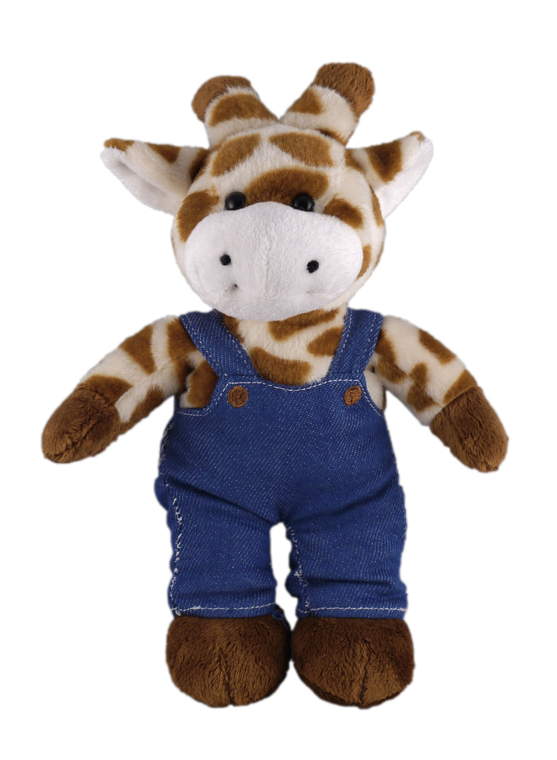 Soft Plush Stuffed Giraffe in denim overall.