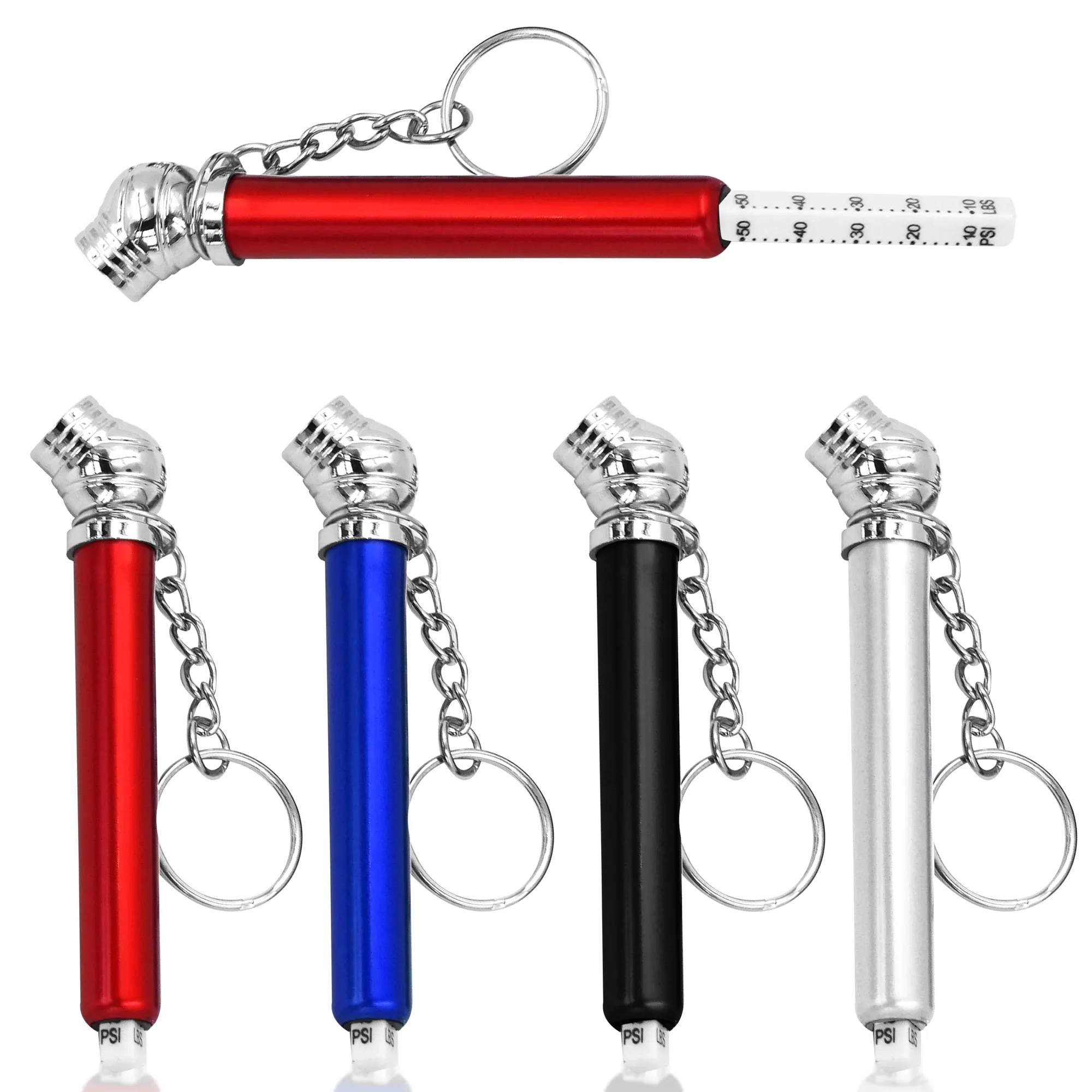 Aluminium Pen-Type Tyre Pressure Gauge With Key Chain (Reads