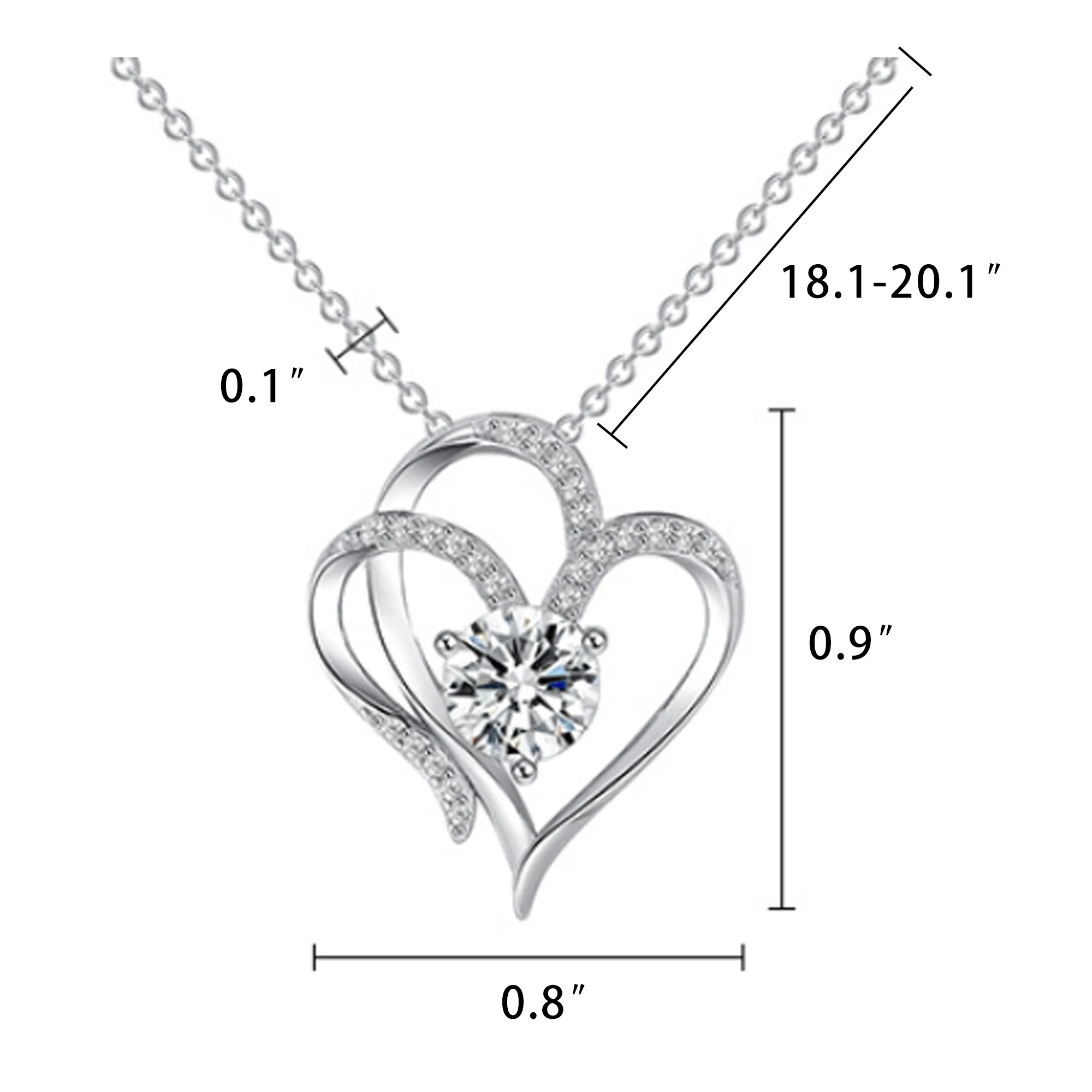 White Gold Double Heart Pendant Necklace 1