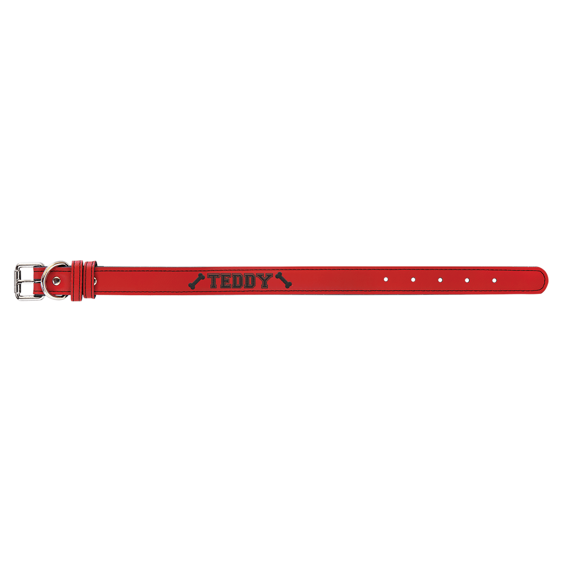 15" x 3/4" Red Leatherette Dog Collar 2