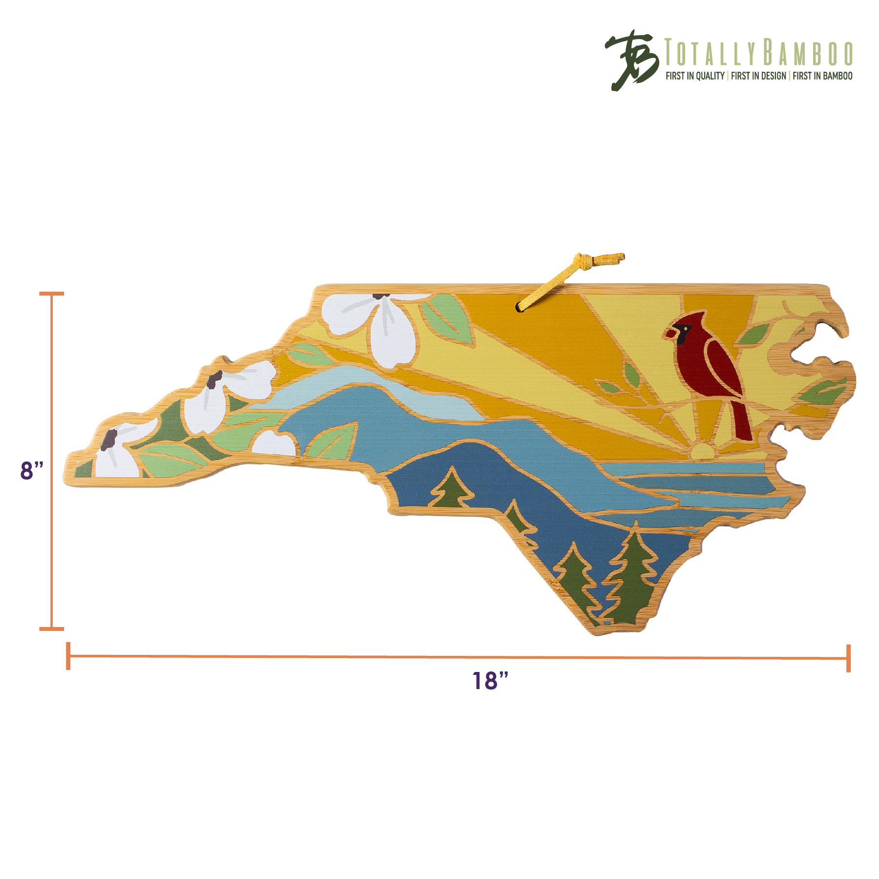 North Carolina State Shaped Serving and Cutting Board with Artwork by Summer Stokes 6