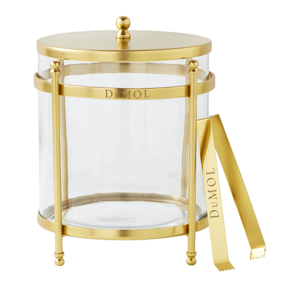 Antique Brass and Glass Ice Bucket 4