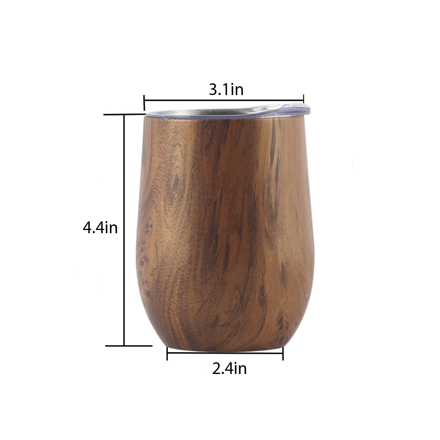 10 oz. Stainless Steel Lined Vacuum Wood Toned Wine Tumbler 2