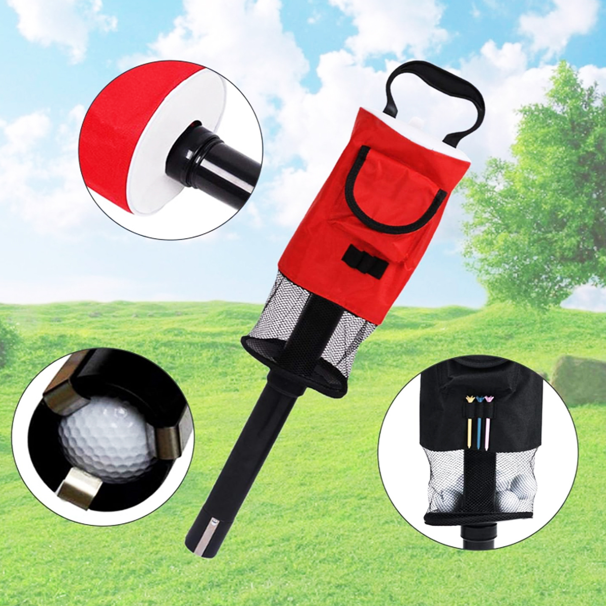Portable Golf Ball Picker Tube W/ Detachable Mesh Bag 3