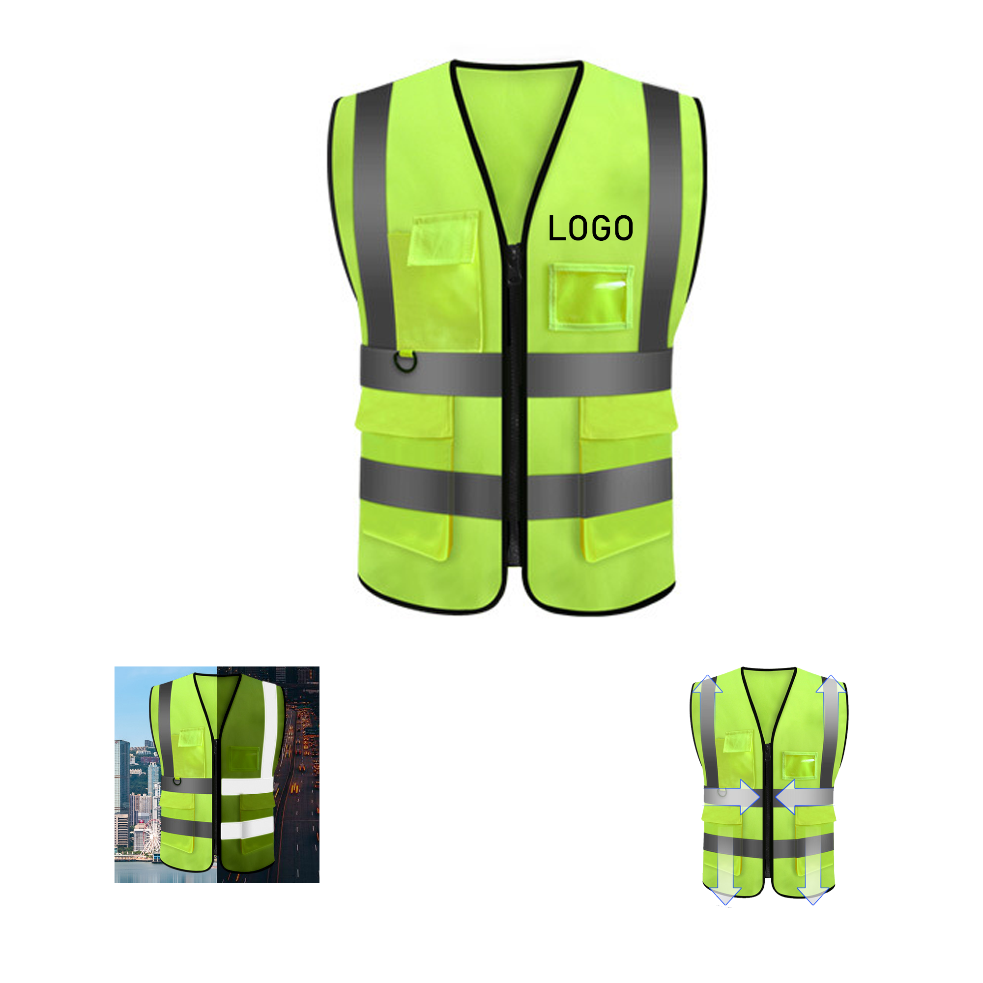 Zippered Reflective Safety Vest Workwear 3