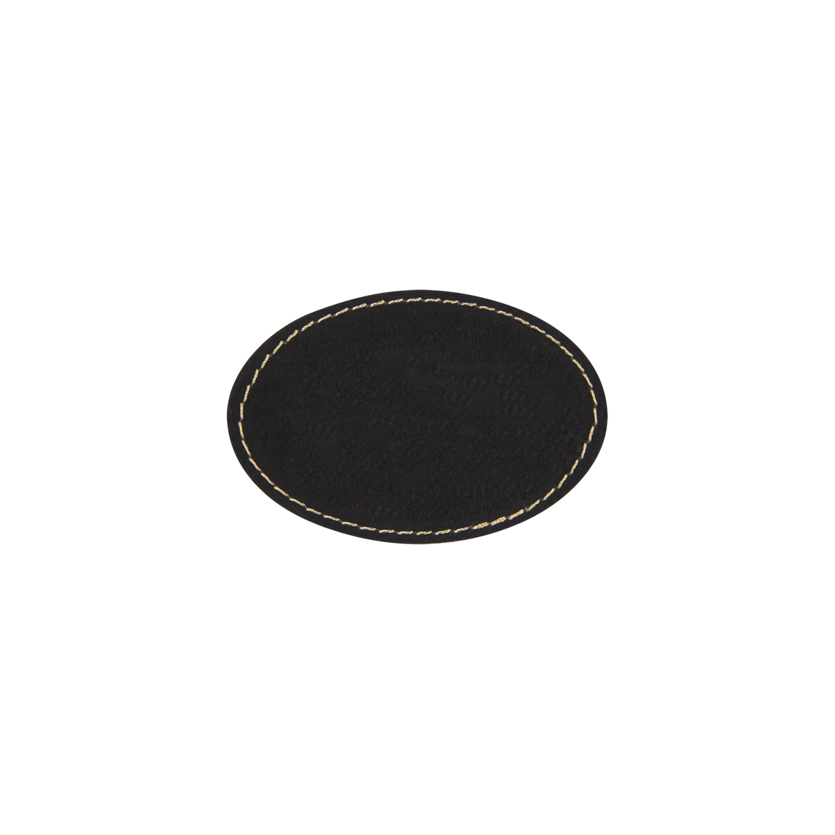 3" x 2" Black/Gold Leatherette Oval Patch with Adhesive 1