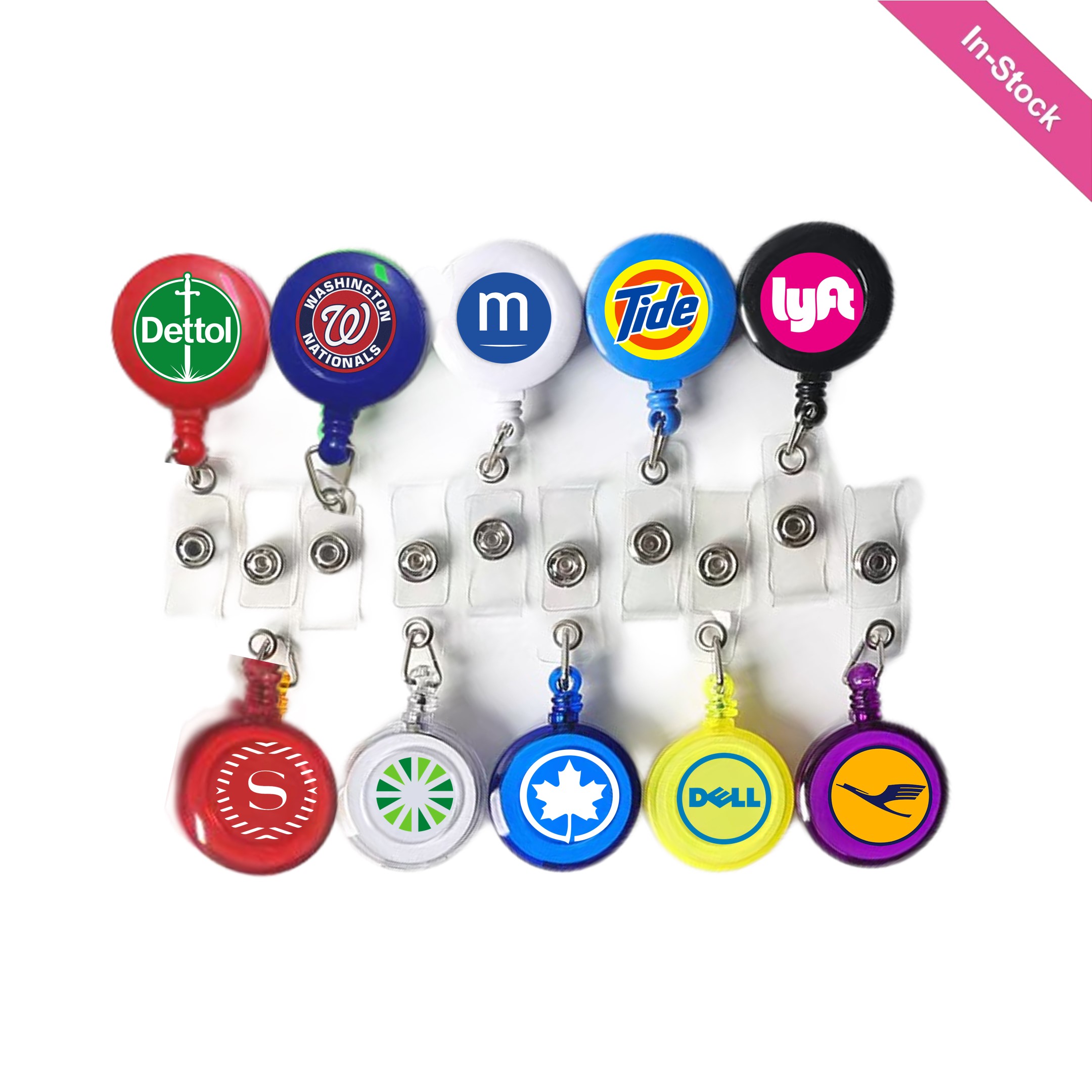 Epoxy Dome Retractable Round Badge Reel Holder w/ Belt Clip 16