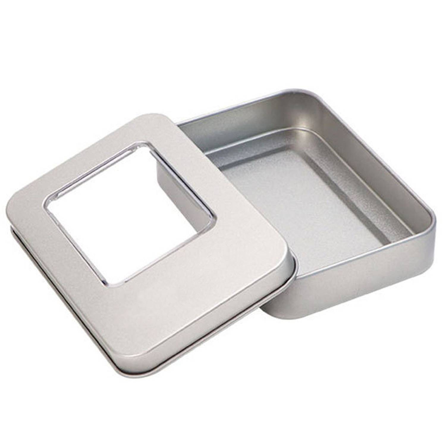 Mini Metal Storage Tin Box w/ Clear Window 2
