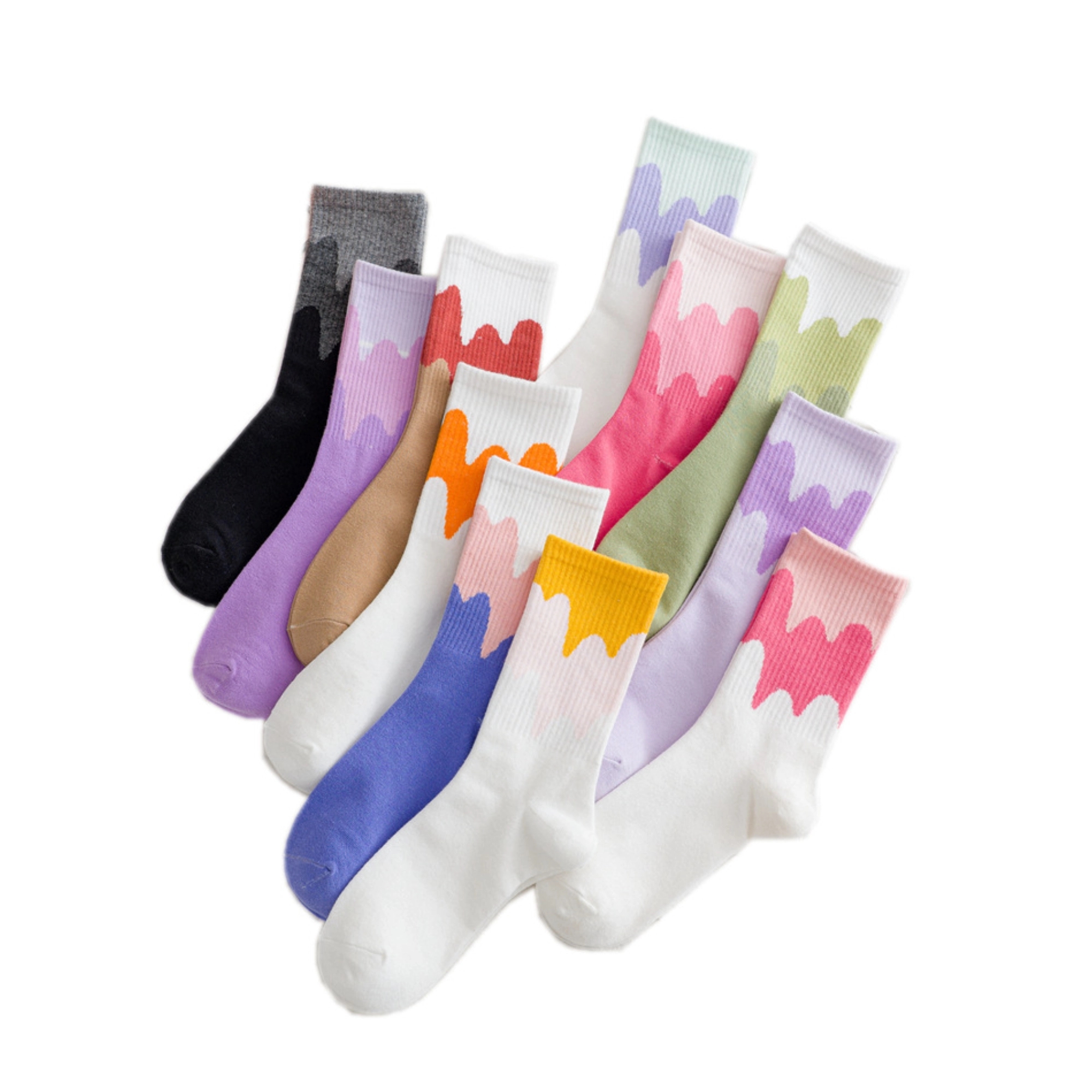Custom Full Color Knit Crew Cotton Socks 2