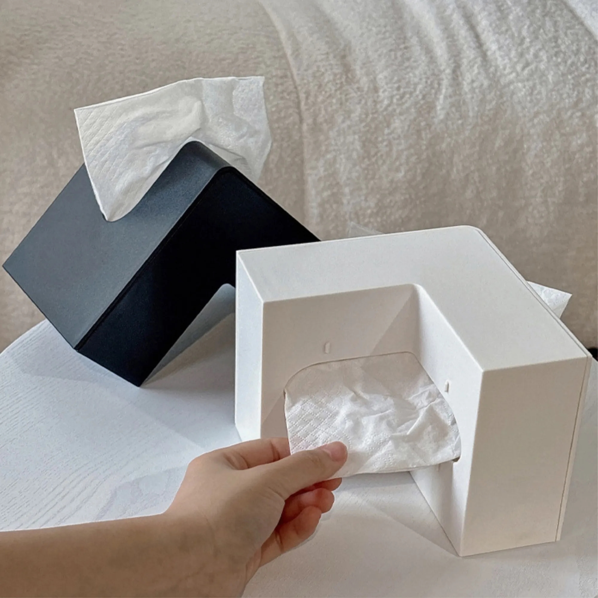 Plastic Folio Tissue Box Cover Multifunction L-Shaped Holder 2
