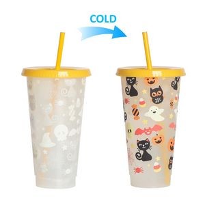 Glow In The Dark 710ml Halloween Plastic Luminous Color Changing Cup 16