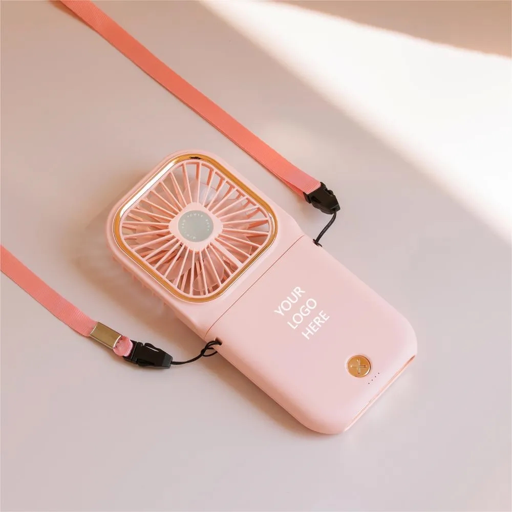 Portable Handheld Foldable Necklace Fan With Power Bank 7