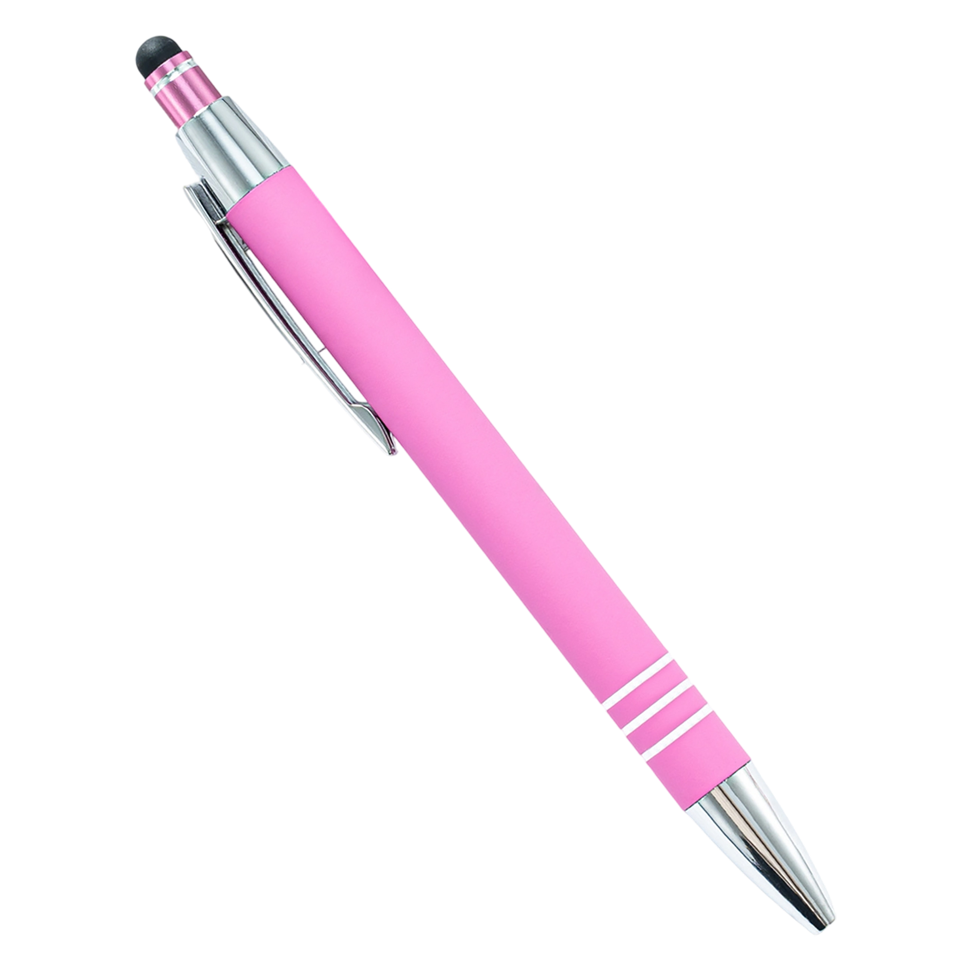 Metal Ballpoint Pen With Capacitive Stylus Rubberized Barrel Chrome Trim 2